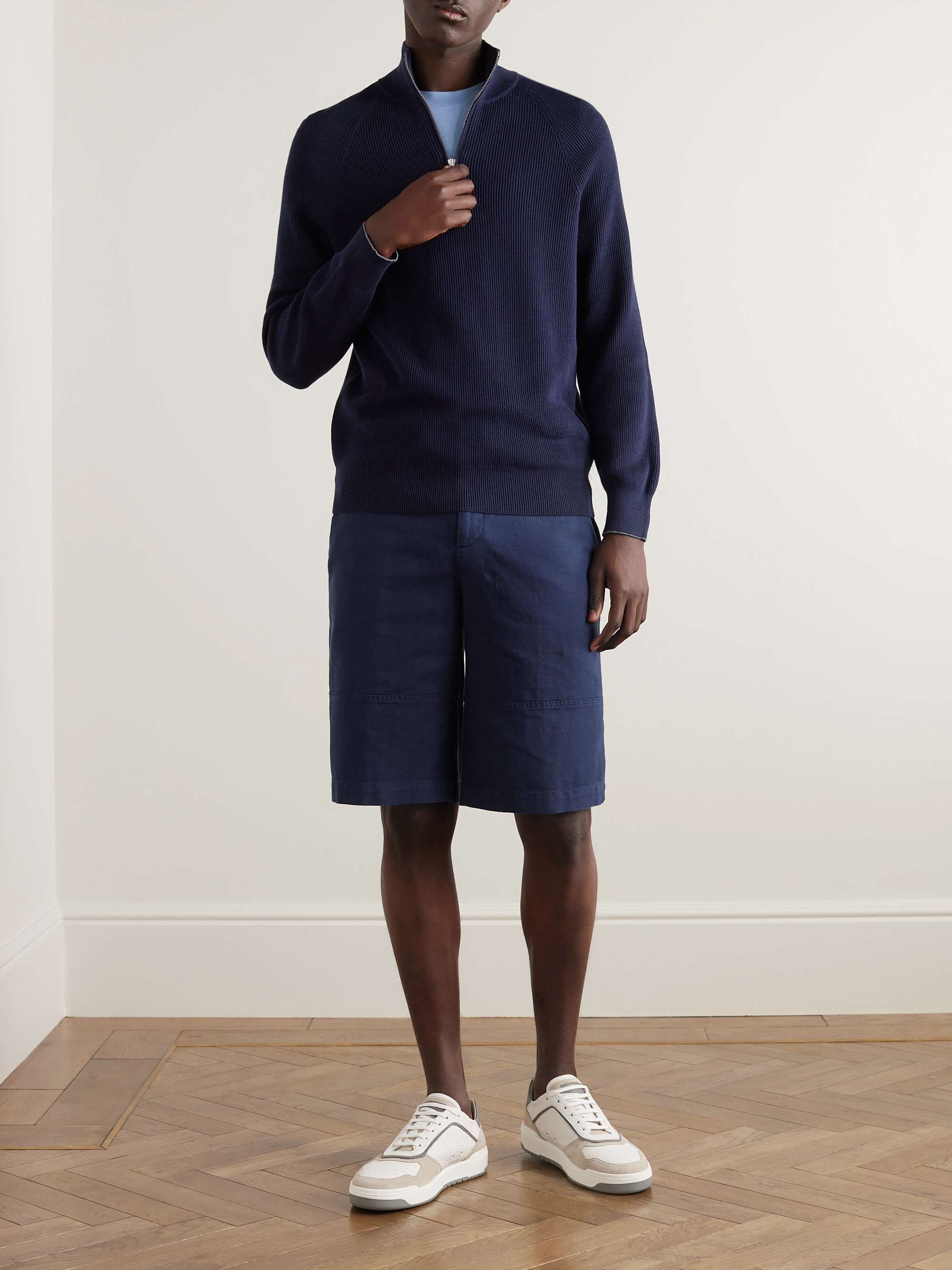 BRUNELLO CUCINELLI Straight-Leg Cotton-Blend Bermuda Shorts