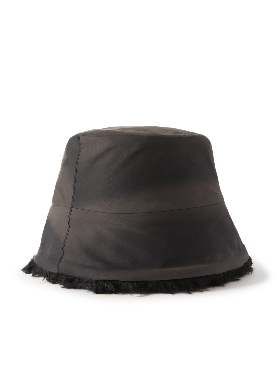 Sun-Bleached Faux Fur-Trimmed Cotton-Blend Bucket Hat