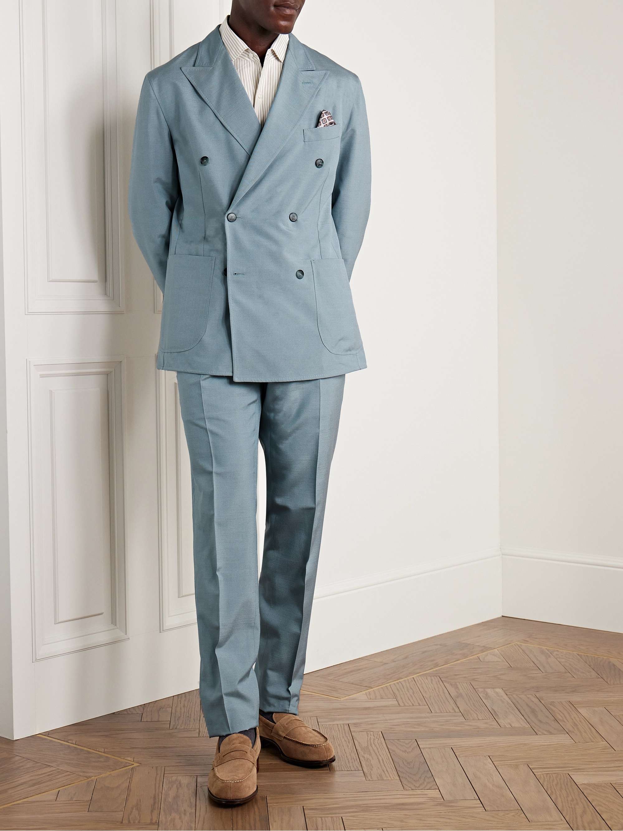 Brioni - Charcoal Gray Wool Striped Suit | Mitchell Stores