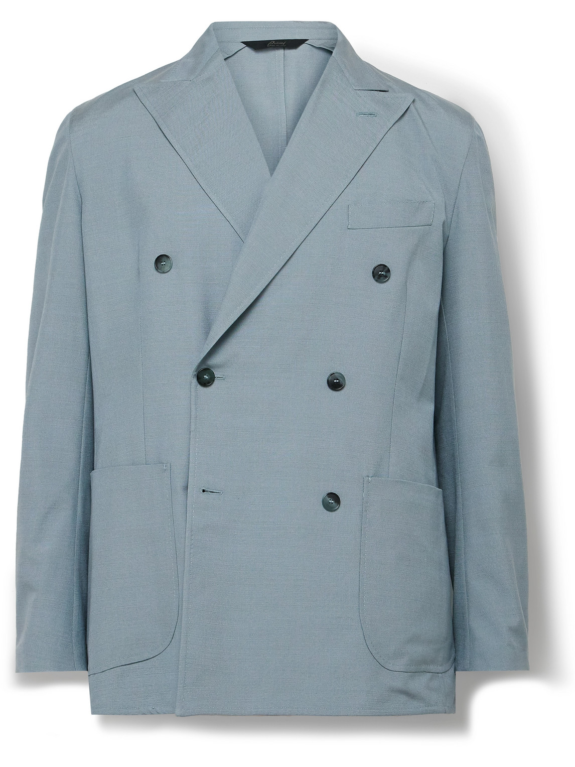 Unstructured Double-Breasted Silk Suit Jacket