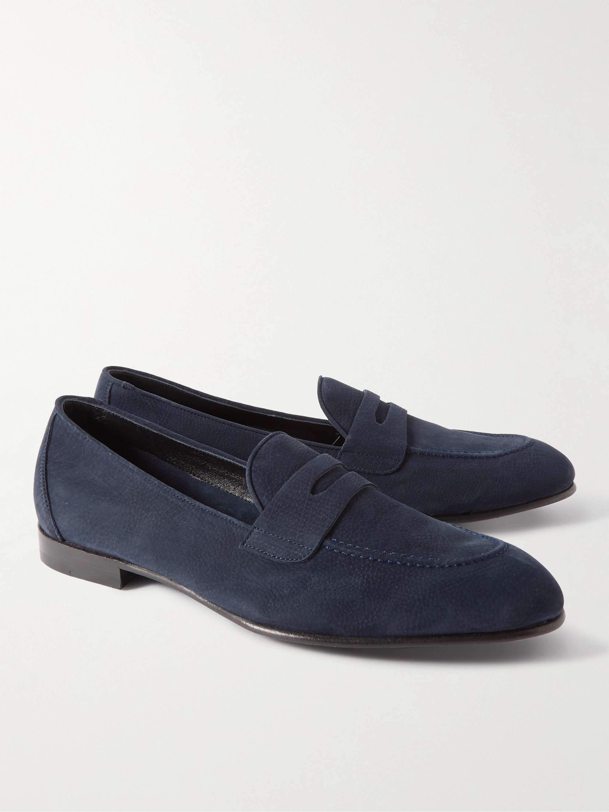 BRIONI Nubuck Penny Loafers for Men | MR PORTER