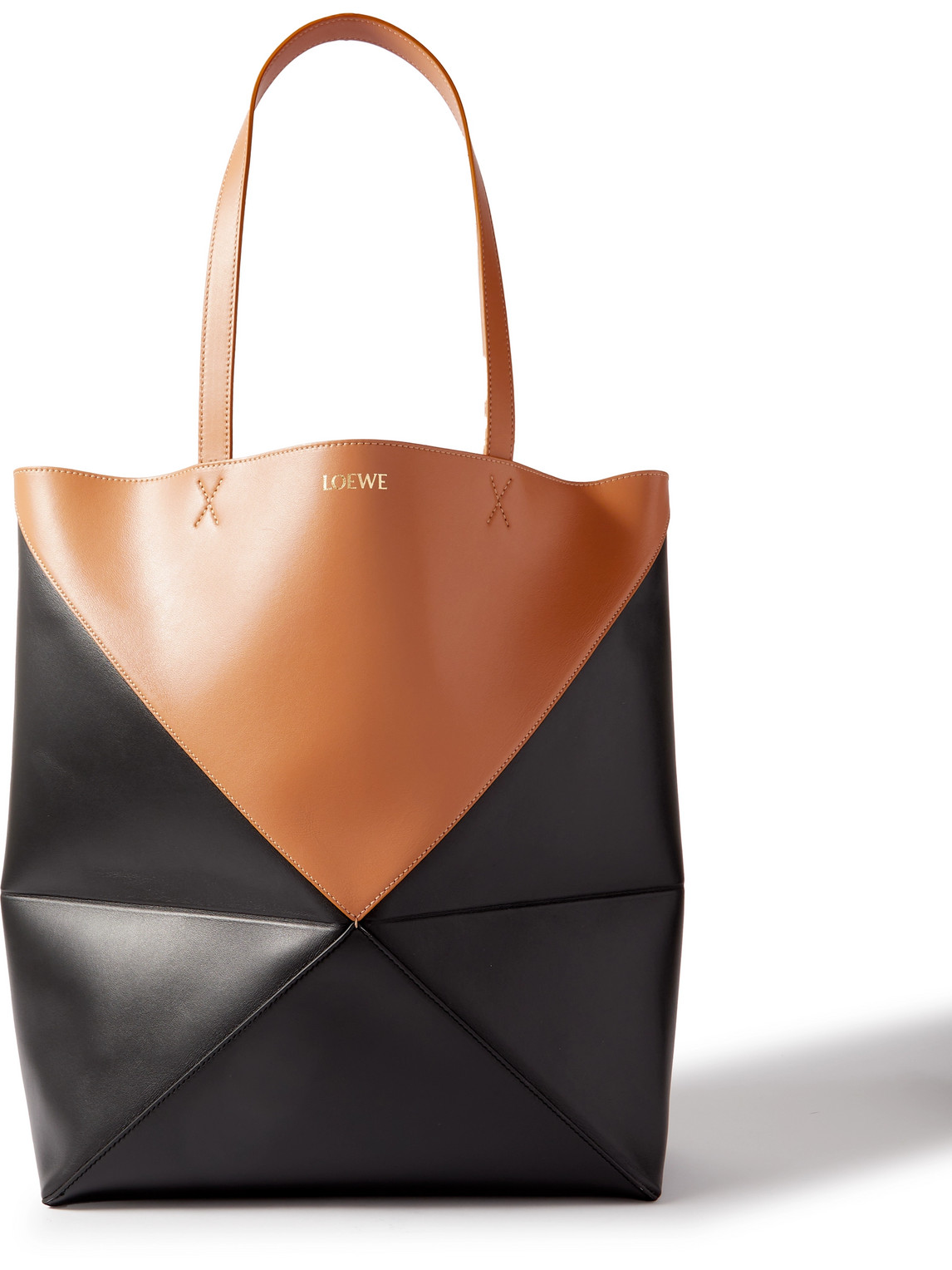 Shop Loewe Puzzle Large Two-tone Leather Tote Bag In Black