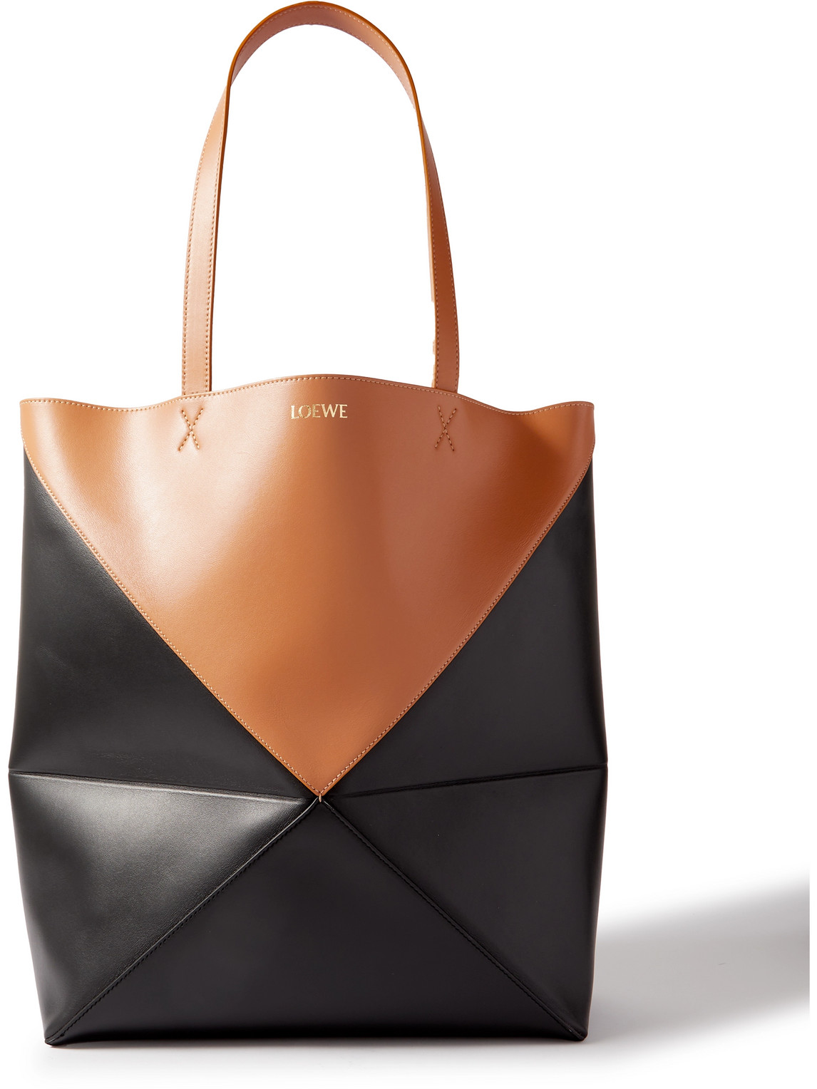 Loewe Puzzle Large Two-tone Leather Tote Bag In Black