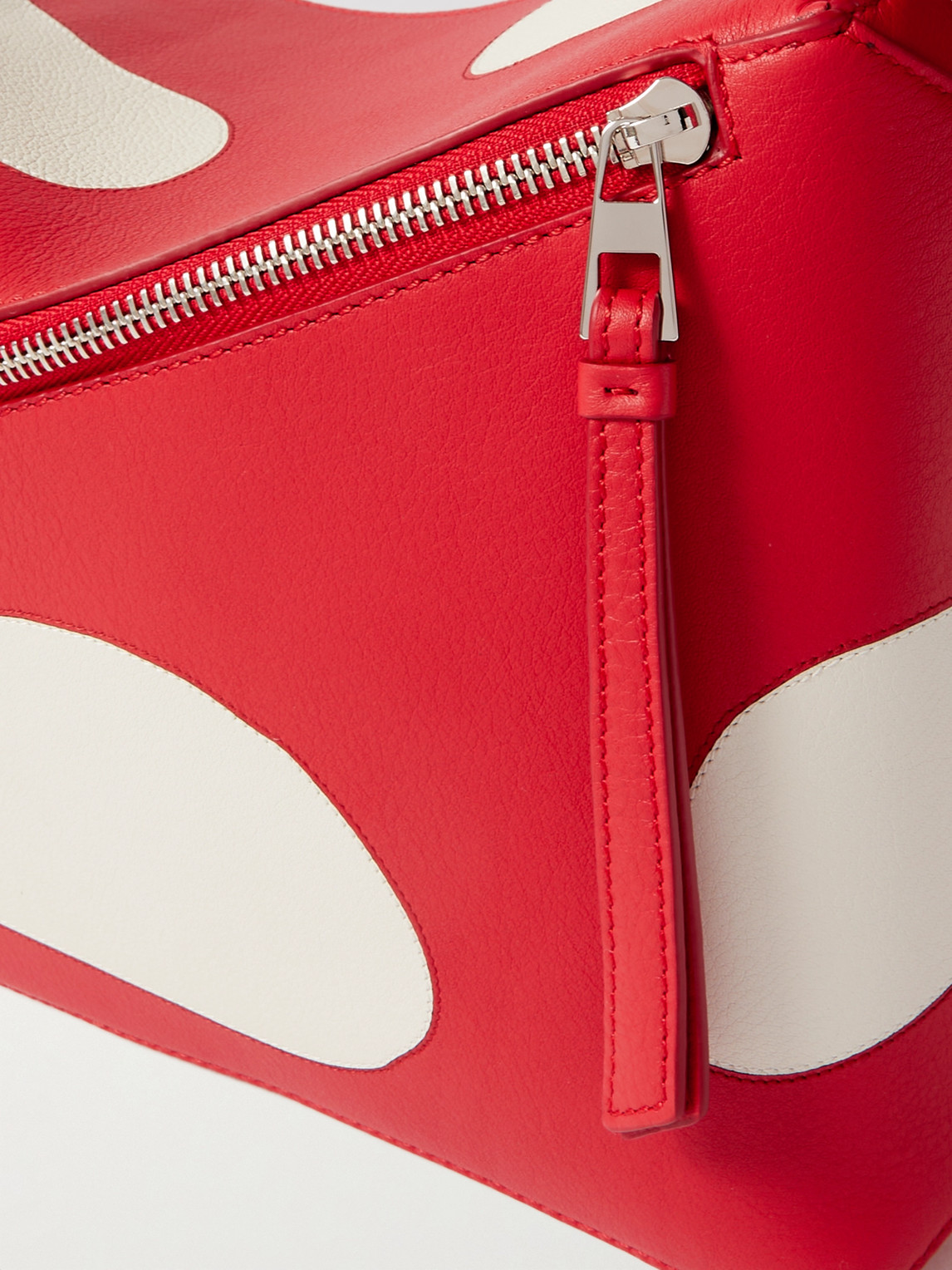 Shop Loewe Puzzle Edge Logo-debossed Printed Full-grain Leather Messenger Bag In Red