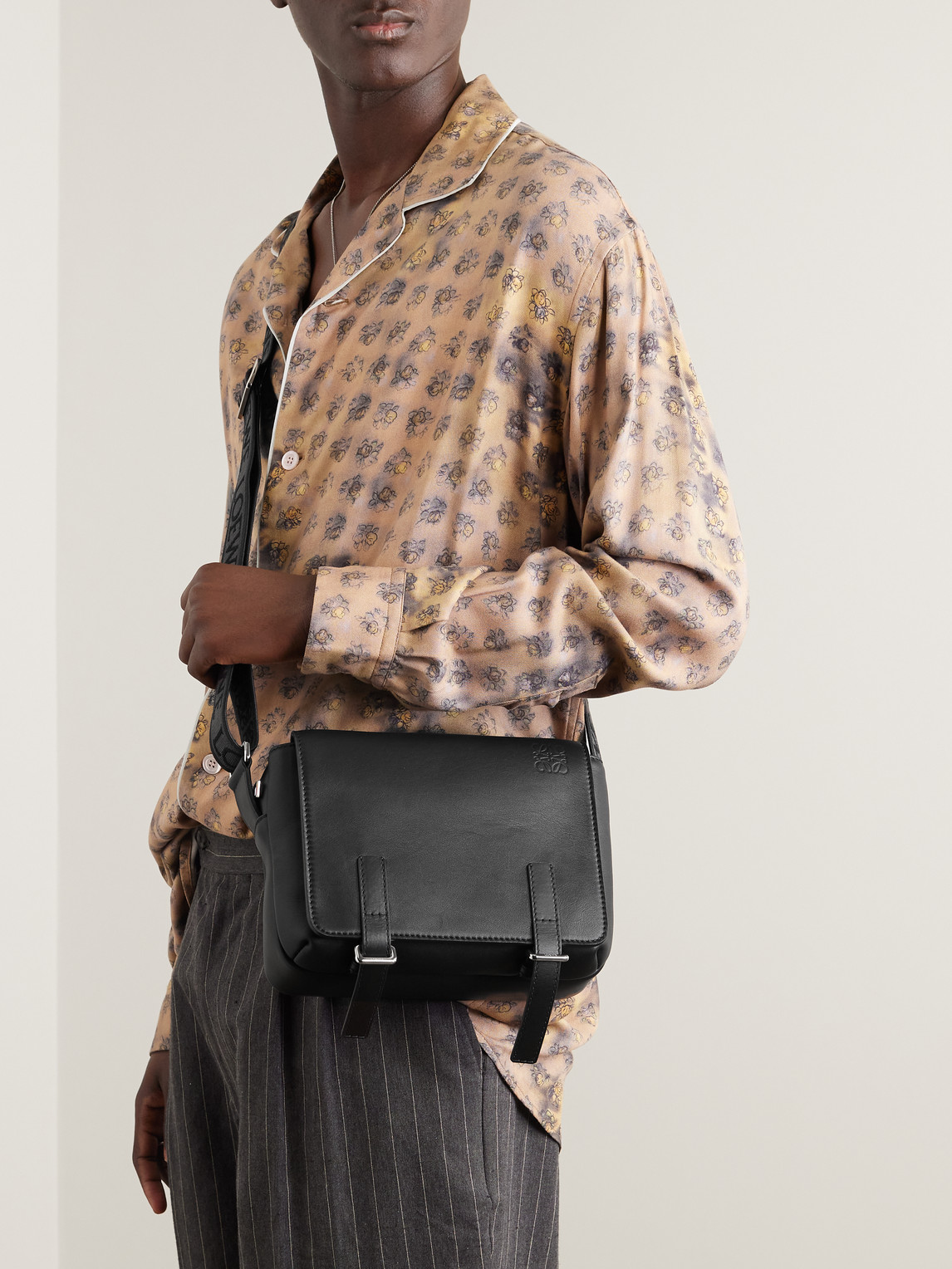 Shop Loewe Military Leather Messenger Bag In Black