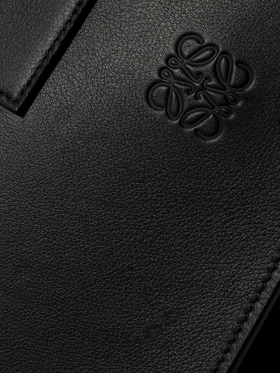 Shop Loewe Logo-debossed Full-grain Leather Tote Bag In Black