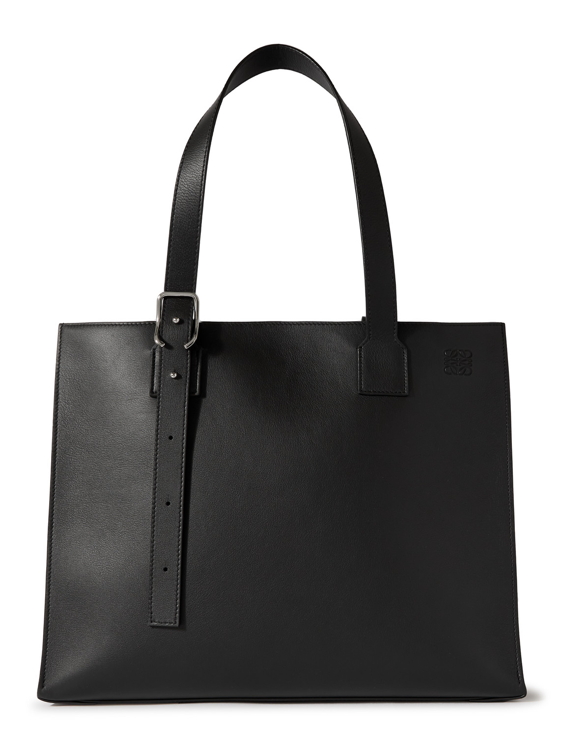 Loewe Logo-debossed Full-grain Leather Tote Bag In Black