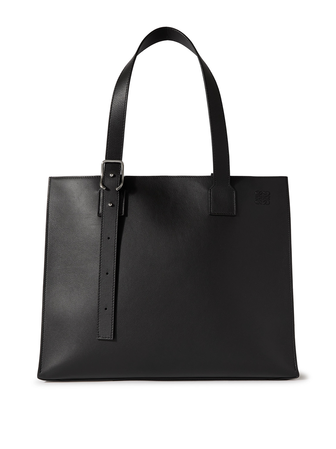 Loewe Logo-debossed Full-grain Leather Tote Bag In Black