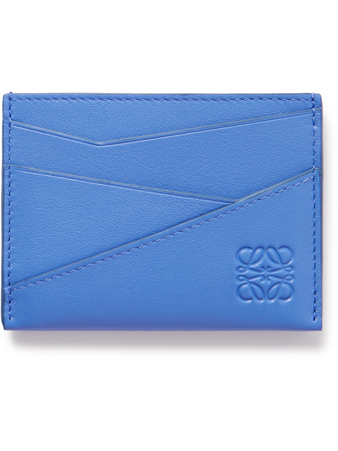 Loewe Puzzle Logo-debossed Leather Cardholder In Blue