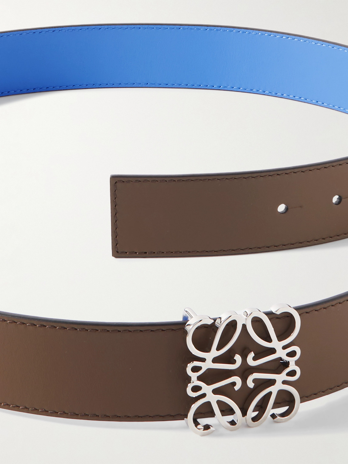 Shop Loewe 3.5cm Anagram Reversible Leather Belt In Blue