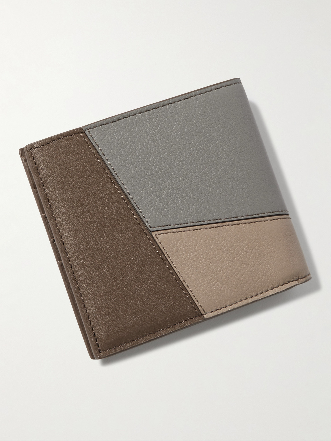 Shop Loewe Puzzle Logo-debossed Leather Bifold Wallet In Brown