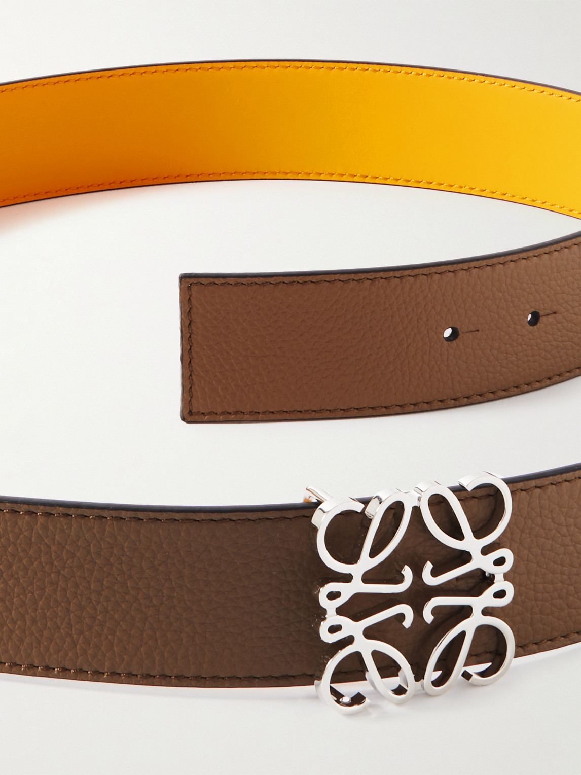 Shop Loewe 4cm Anagram Reversible Leather Belt In Brown