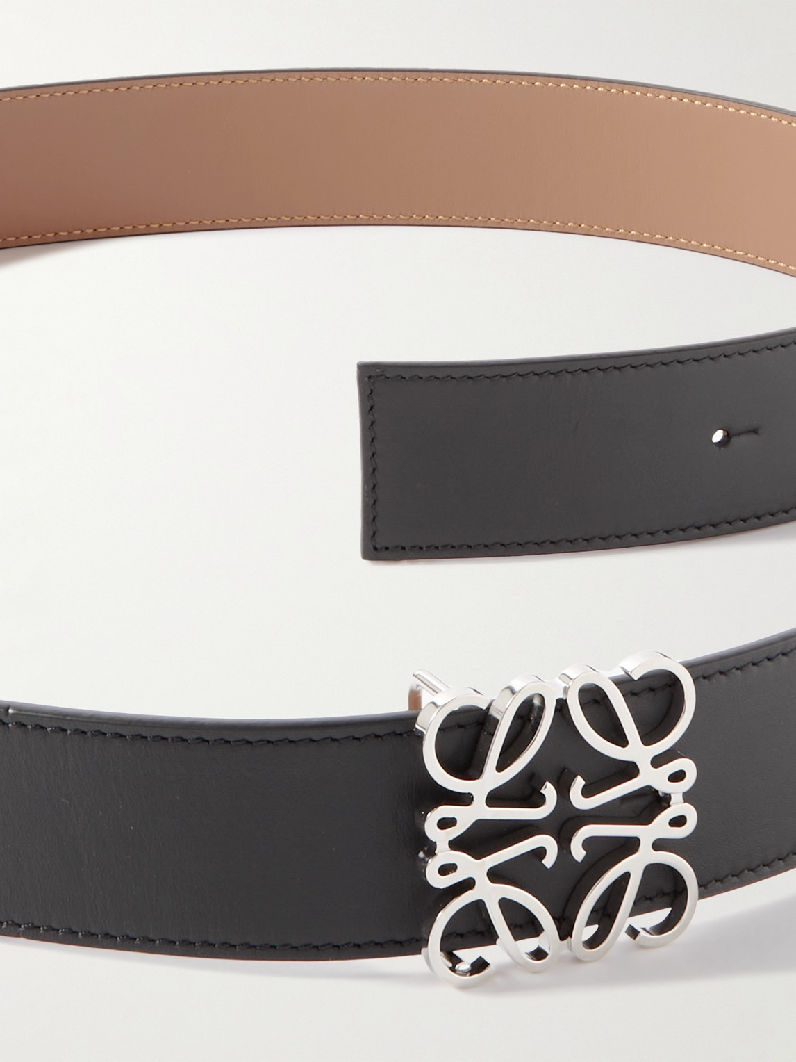 Shop Loewe 4cm Reversible Leather Belt In Black