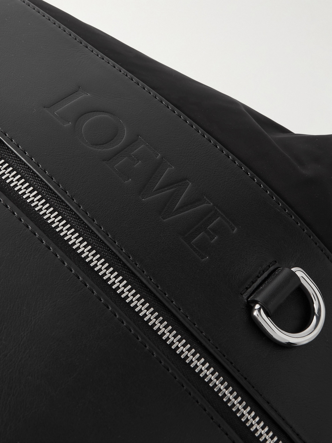 Shop Loewe Logo-embossed Leather-trimmed Shell Backpack In Black