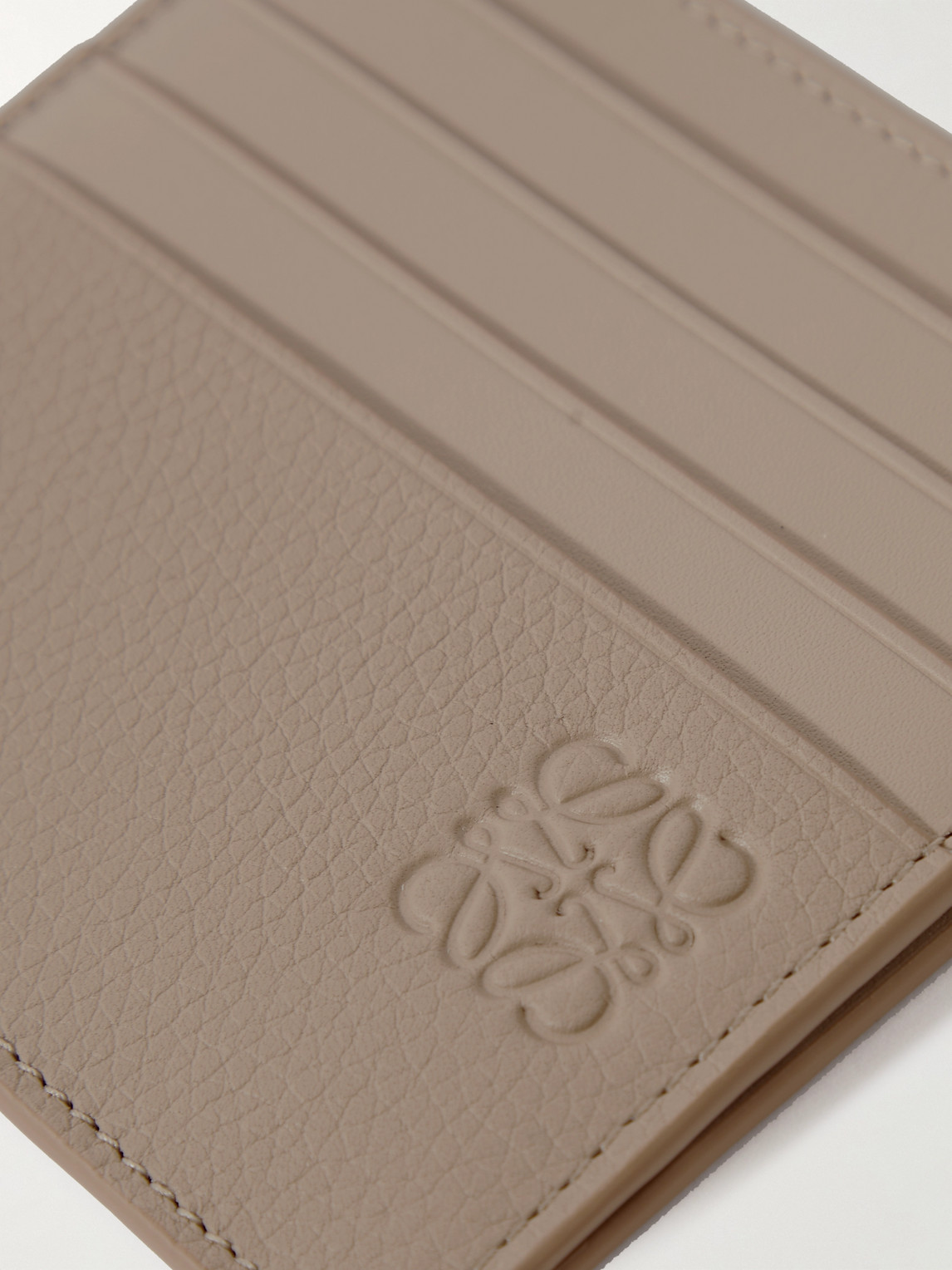 Shop Loewe Logo-debossed Full-grain Leather Cardholder In Neutrals
