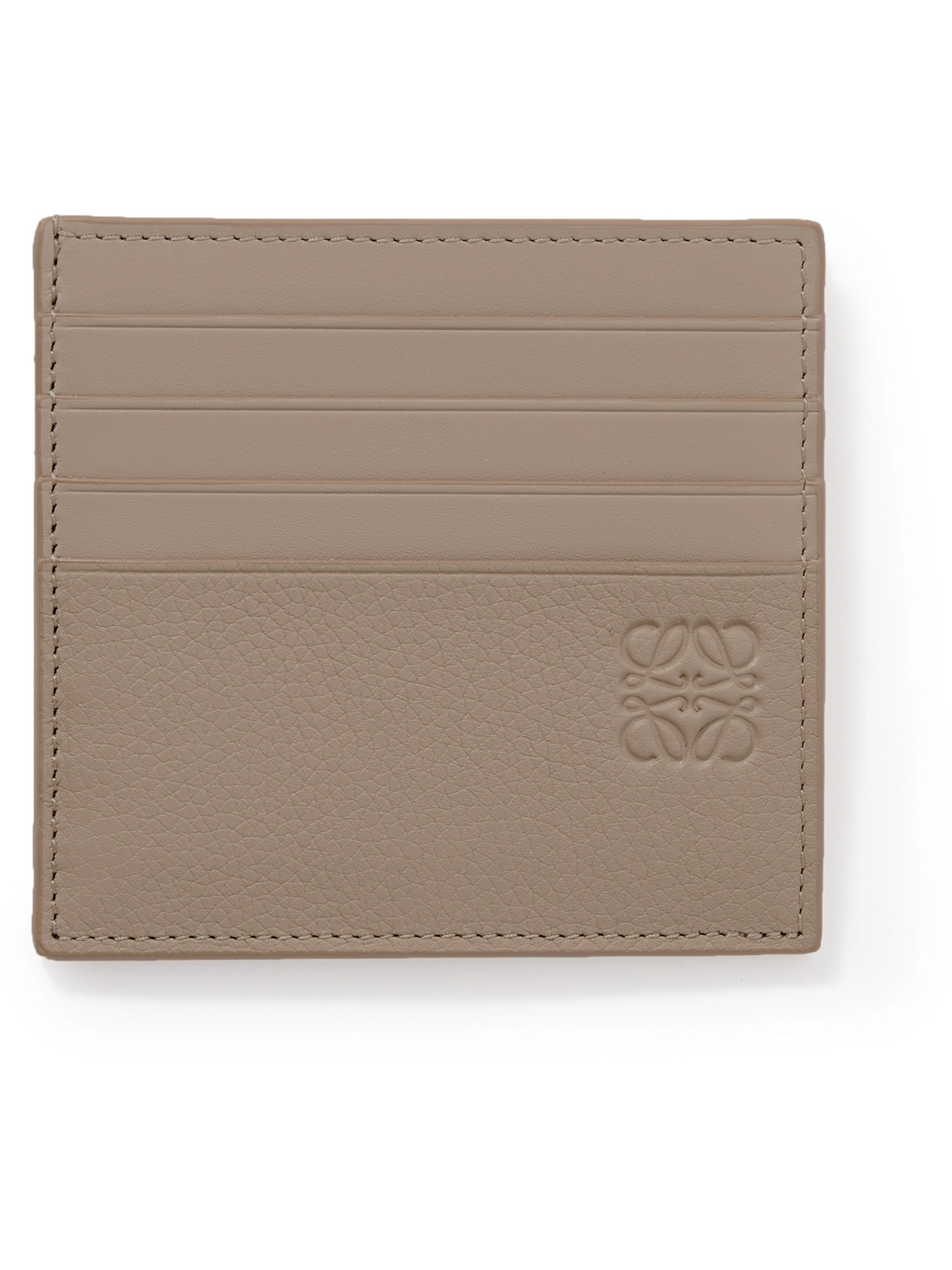 Loewe Logo-debossed Full-grain Leather Cardholder In Neutrals