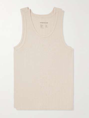 BARENA Solio Garment-Dyed Ribbed Stretch-Cotton Jersey Tank Top for Men