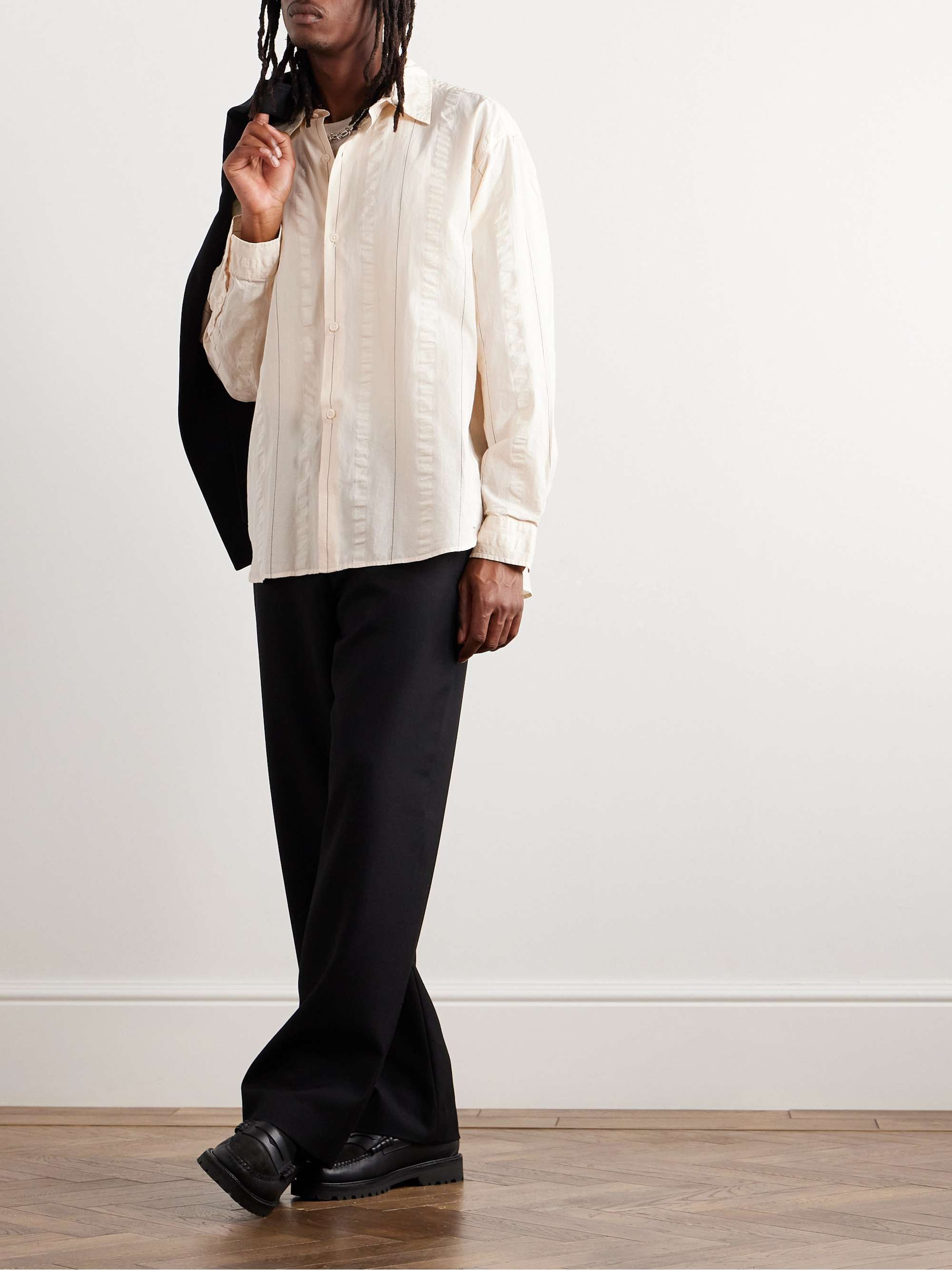 MFPEN Generous Striped Seersucker-Trimmed Organic Cotton-Poplin Shirt for  Men | MR PORTER