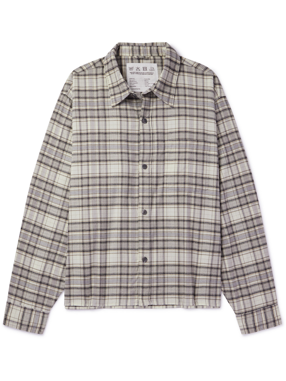 Mfpen Priority Checked Cotton And Cashmere-blend Flannel Shirt In Gray