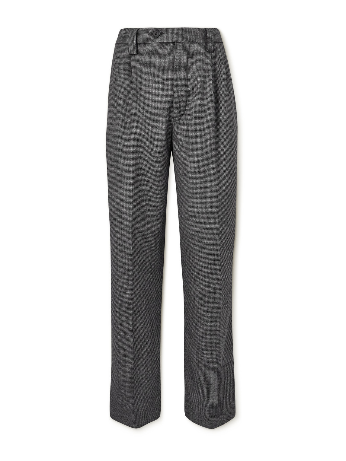 Mfpen Classic Straight-leg Pleated Puppytooth Wool Trousers In Gray
