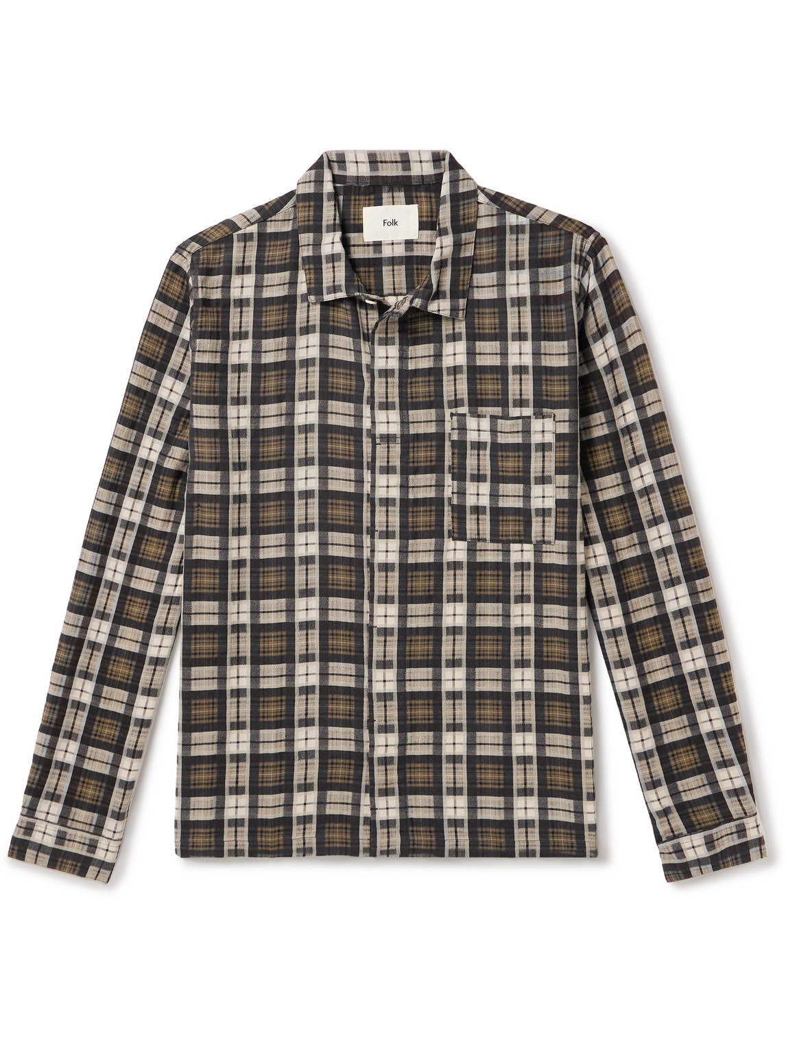 Folk Patch Checked Cotton-blend Shirt In Black