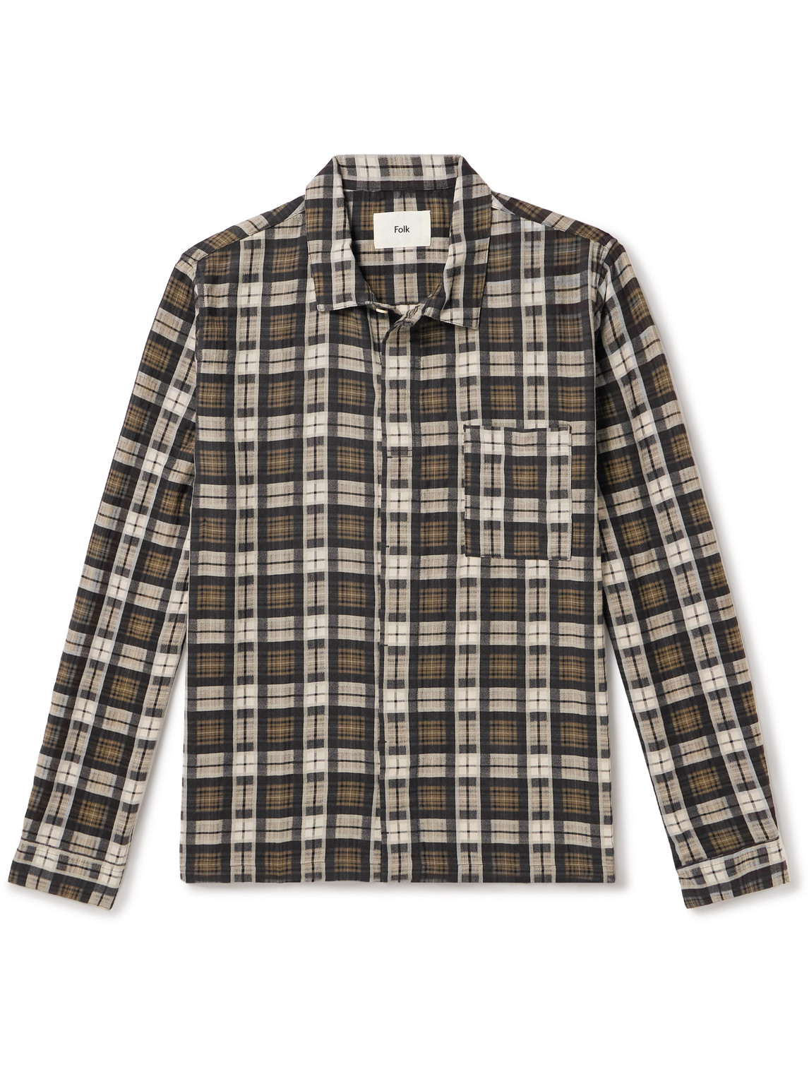 Patch Checked Cotton-Blend Shirt