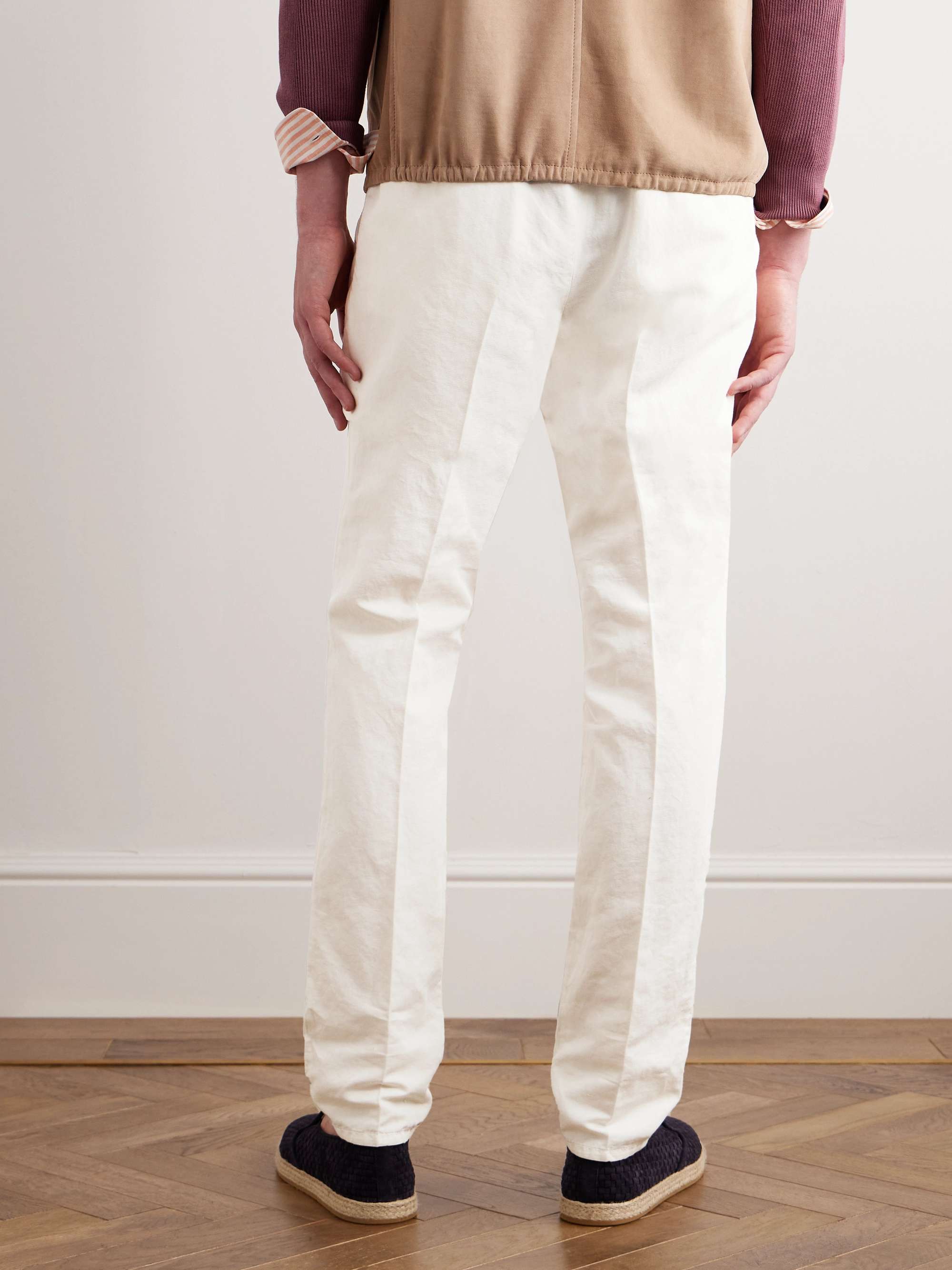 BRUNELLO CUCINELLI Straight-Leg Linen and Cotton-Blend Suit Trousers ...