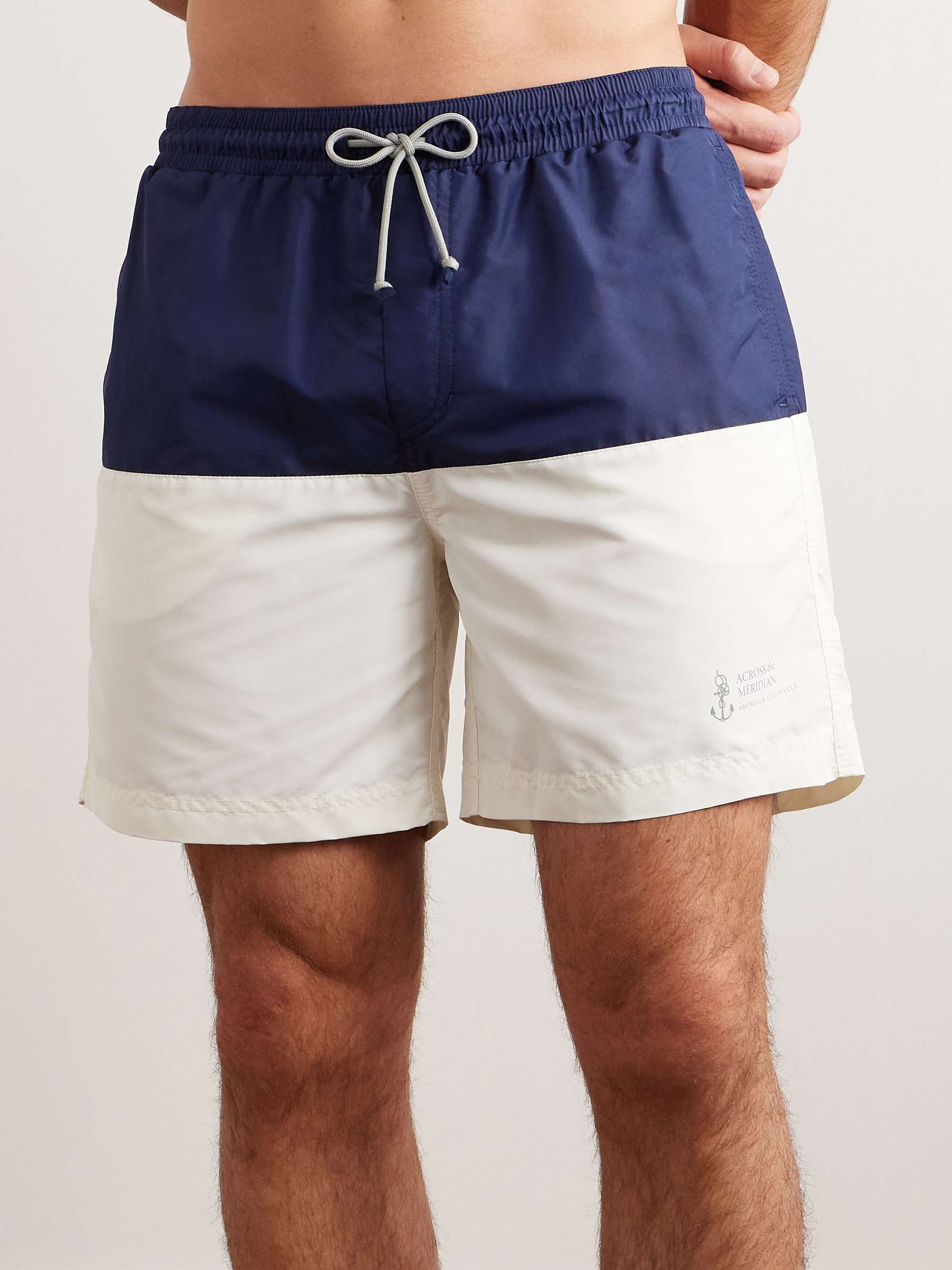 BRUNELLO CUCINELLI Straight-Leg Long-Length Colour-Block Swim Shorts