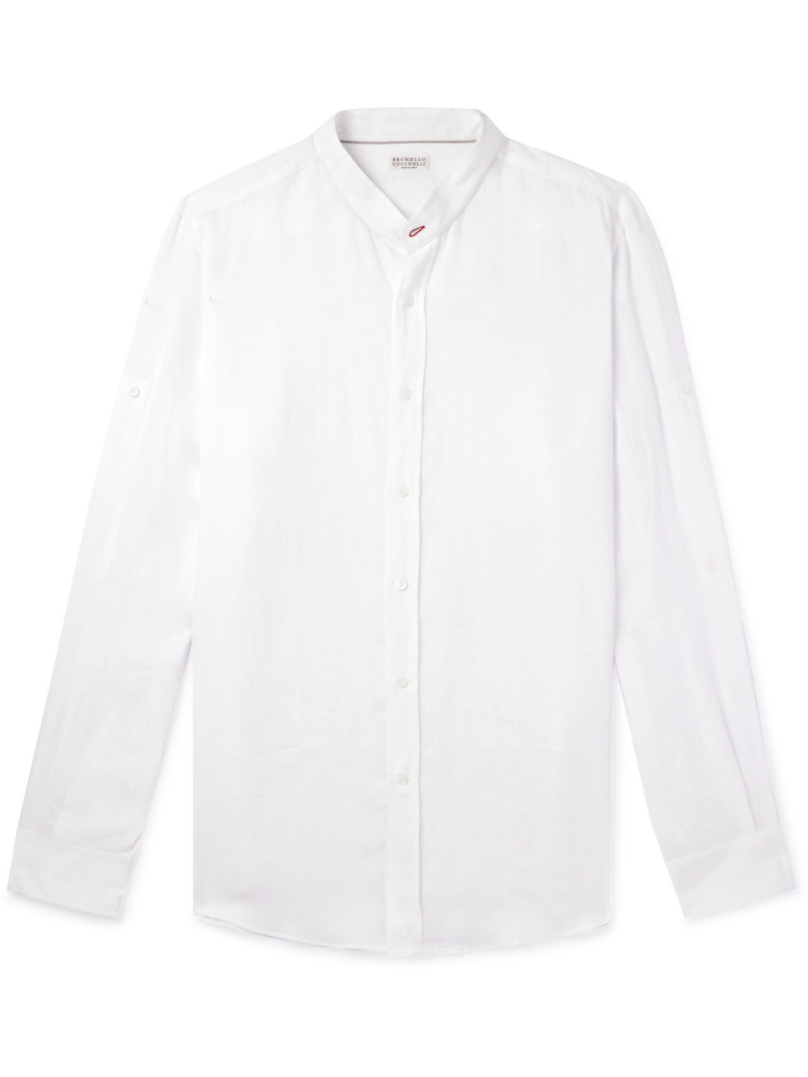 Brunello Cucinelli Grandad-collar Linen Shirt In White