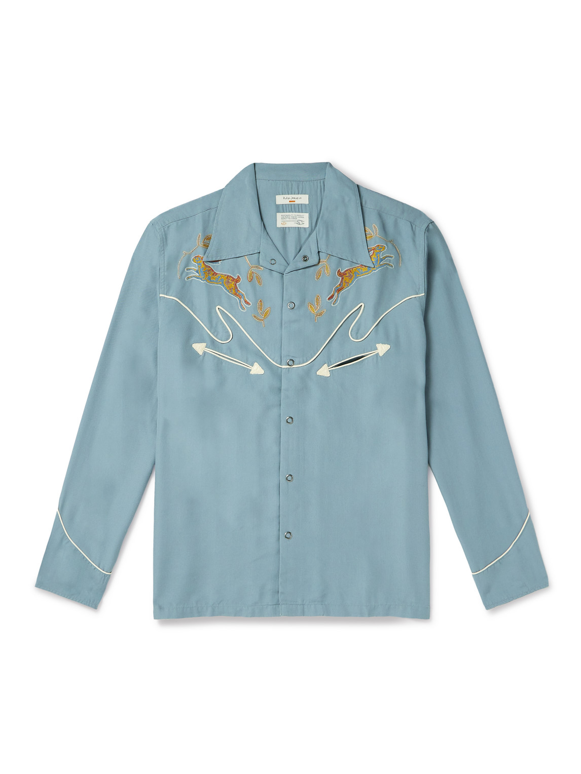 NUDIE JEANS GONZO EMBROIDERED TENCEL™ LYOCELL WESTERN SHIRT