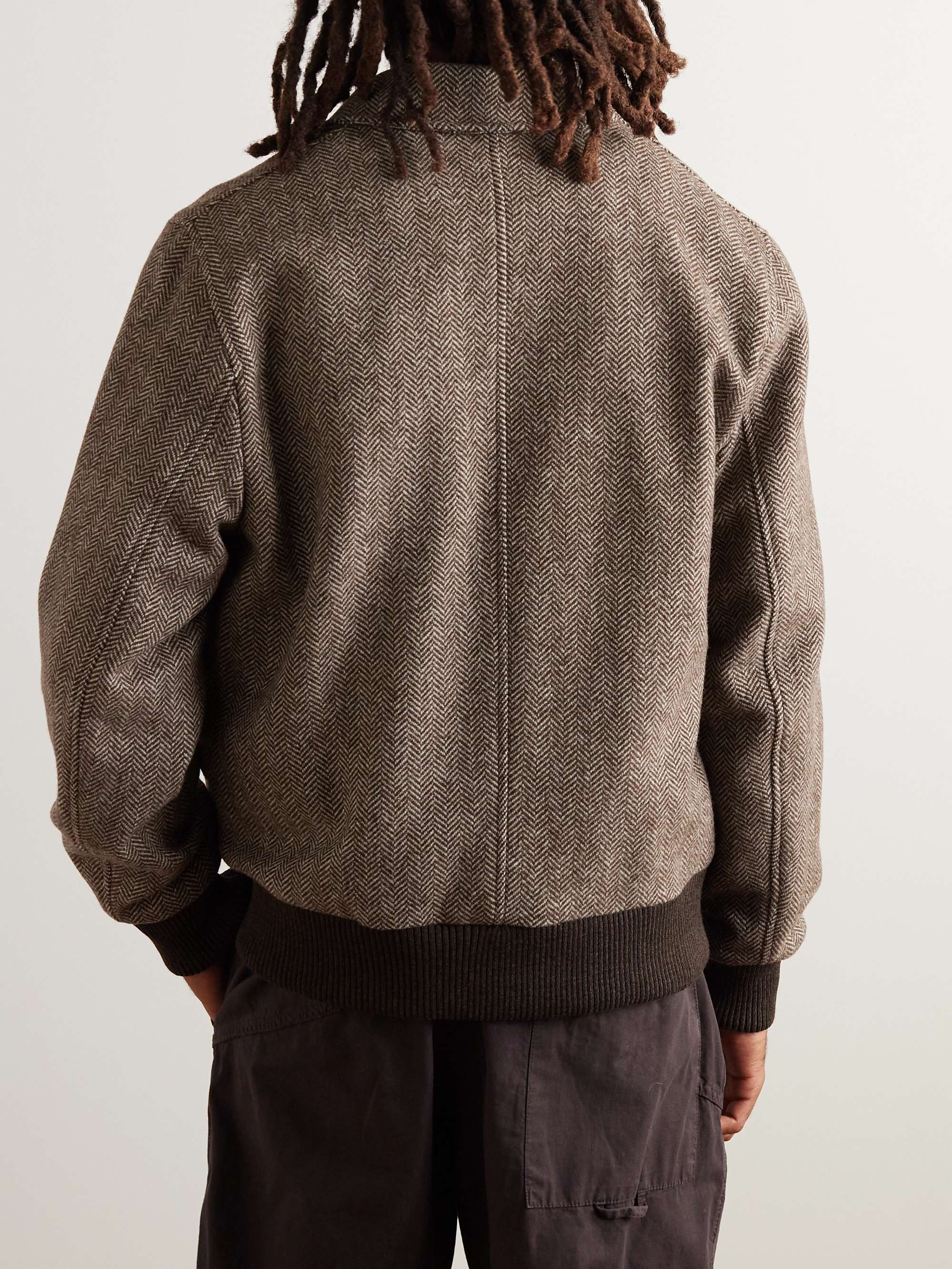 OLIVER SPENCER Linfield Herringbone Wool Bomber Jacket for Men | MR PORTER