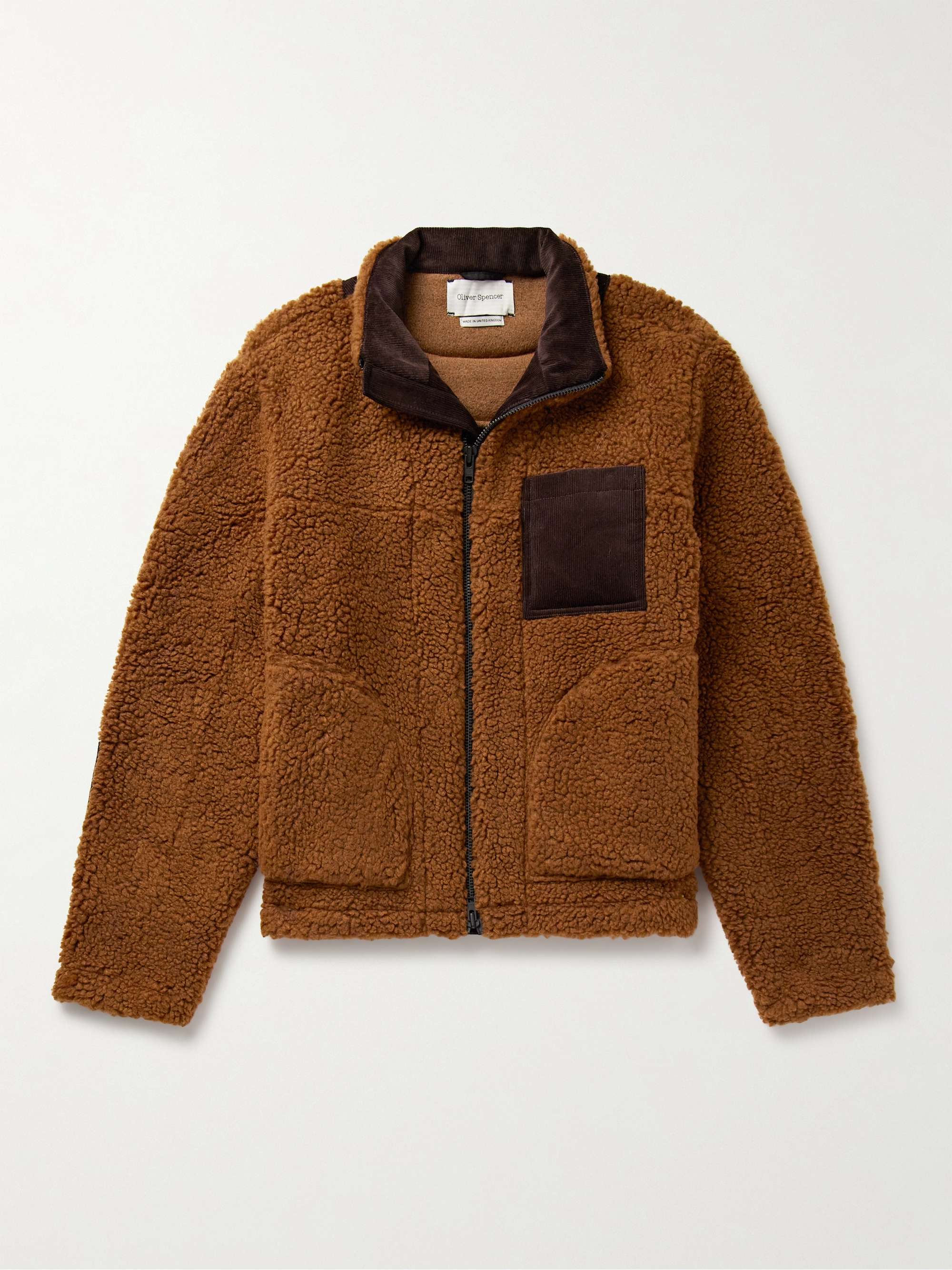 OLIVER SPENCER Bembridge Cotton-Corduroy Trimmed Faux Shearling Jacket ...