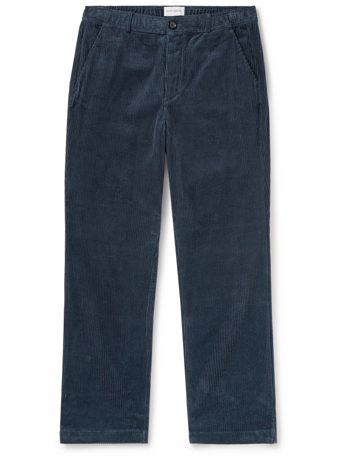 Oliver Spencer - Hudson Straight-Leg Cotton-Corduroy Drawstring Trousers - Men - Blue - XL
