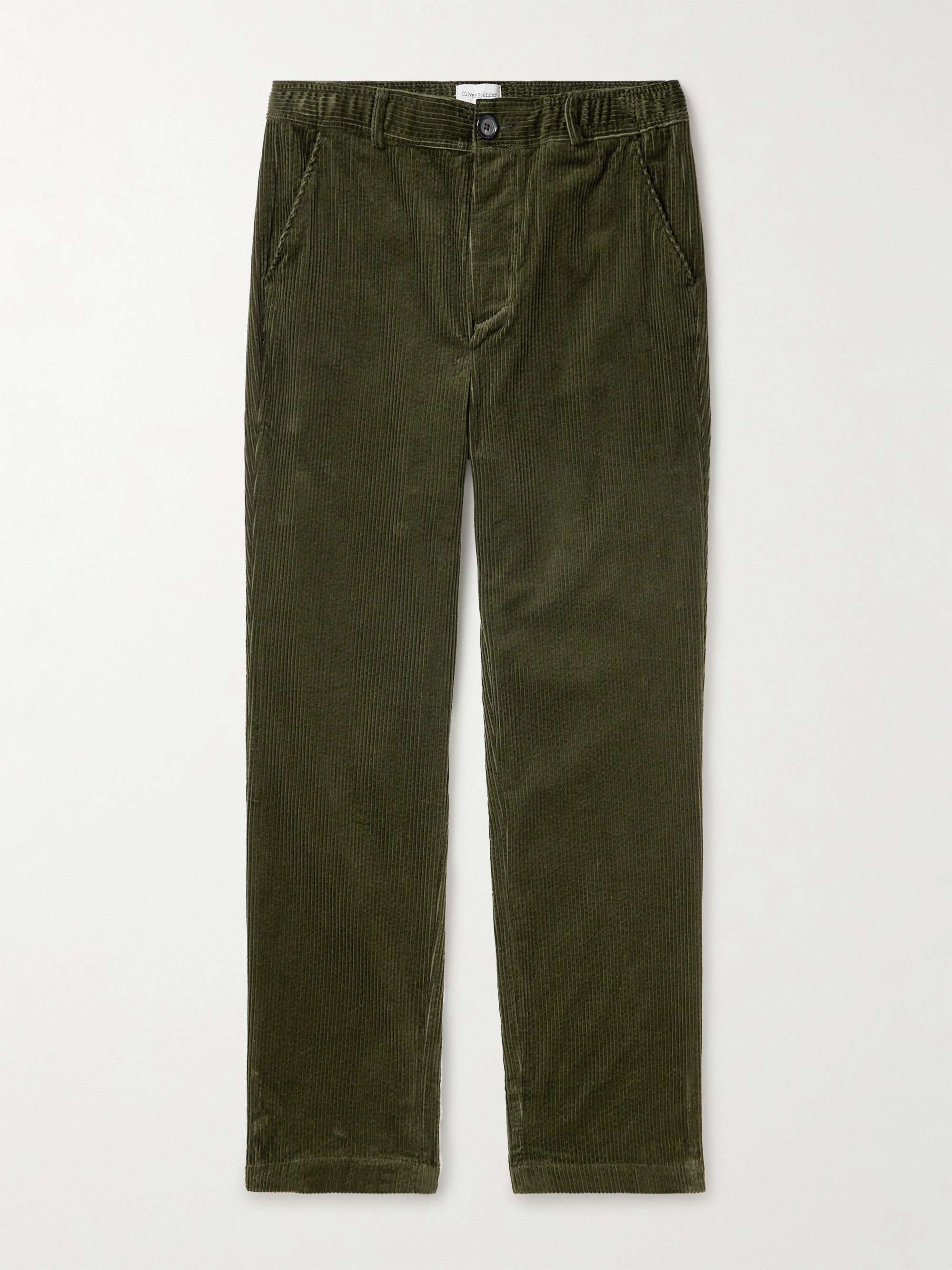 OLIVER SPENCER Hudson Straight-Leg Cotton-Corduroy Drawstring Trousers ...