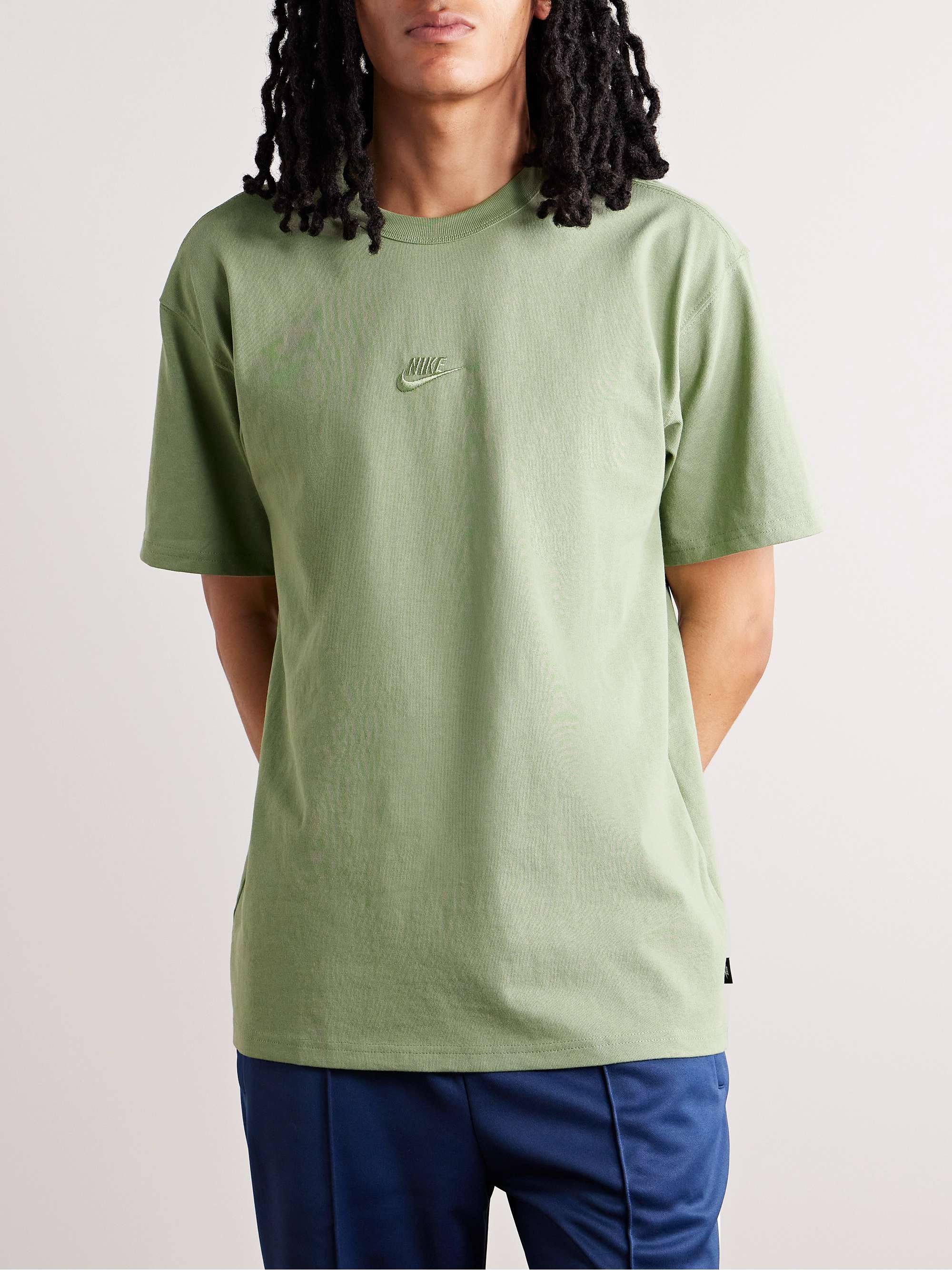 NIKE Sportswear Premium Essentials Logo-Embroidered Cotton-Jersey T-Shirt