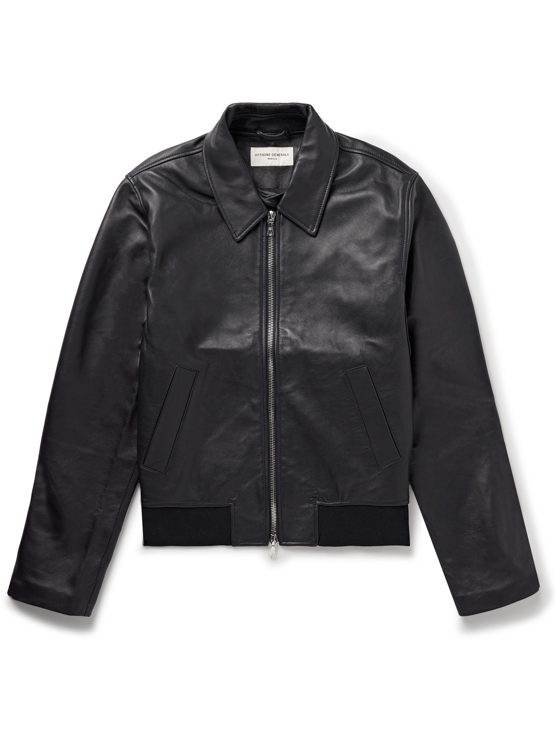 Officine Générale Charles Slim-Fit Leather Jacket