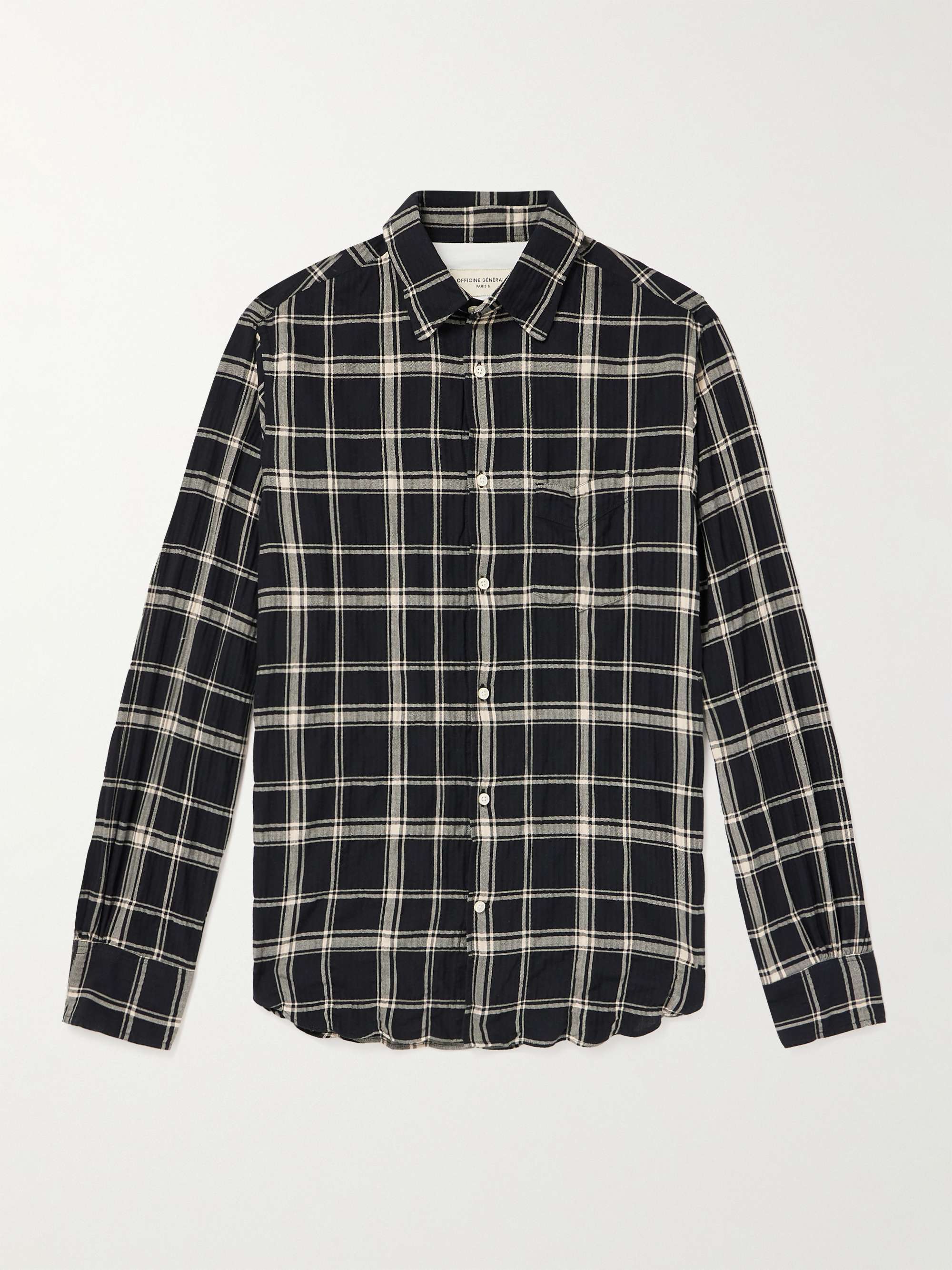 OFFICINE GÉNÉRALE Benoit Checked Cotton-Blend Seersucker Shirt for Men ...