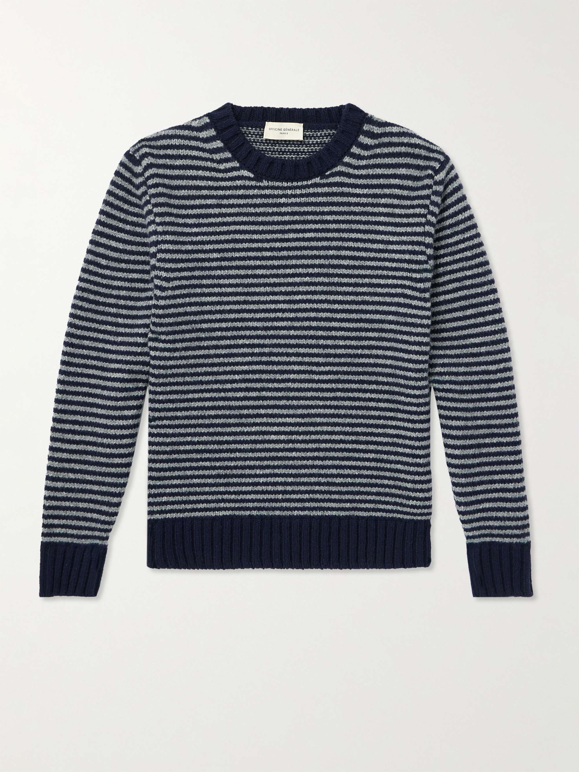 OFFICINE GÉNÉRALE Marco Striped Merino Wool-Blend Sweater for Men | MR ...