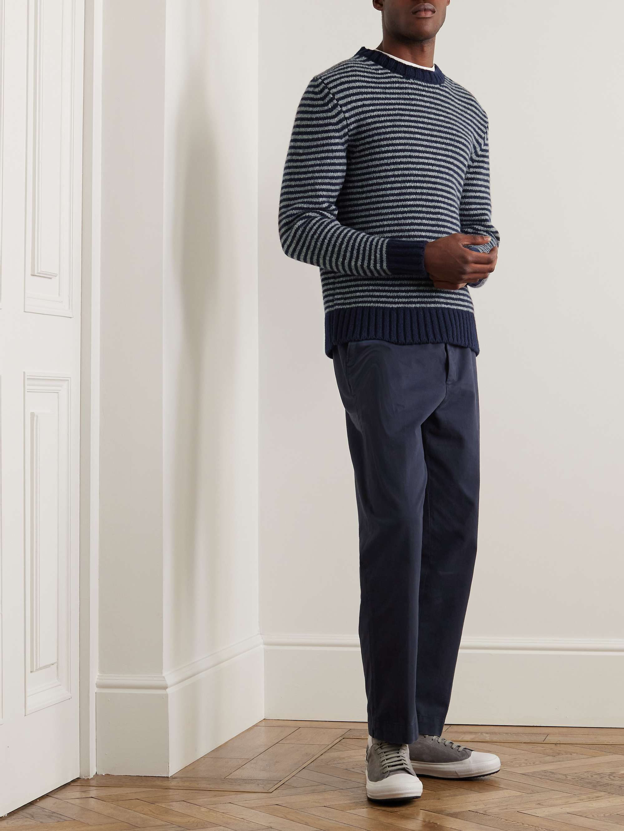 OFFICINE GÉNÉRALE Marco Striped Merino Wool-Blend Sweater for Men | MR ...
