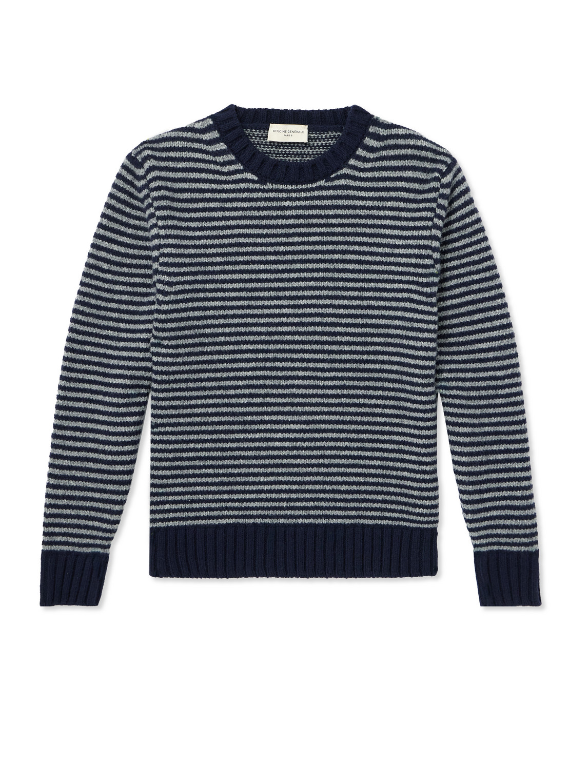 Officine Générale - Marco Striped Merino Wool-Blend Sweater - Men - Blue - XL