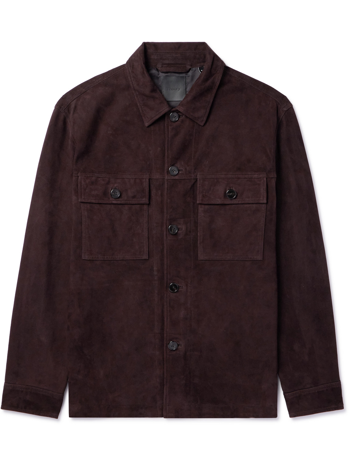 Theory Closson Suede Shirt Jacket In Brown
