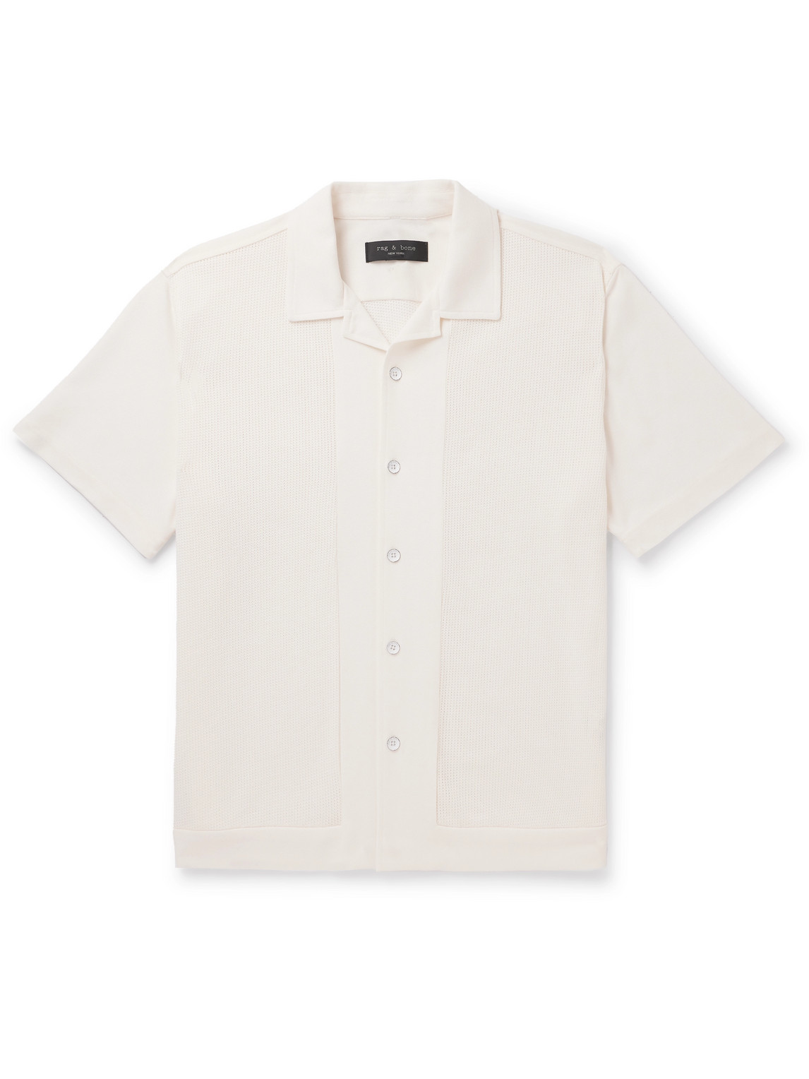 Avery Camp-Collar Honeycomb-Knit Cotton Shirt