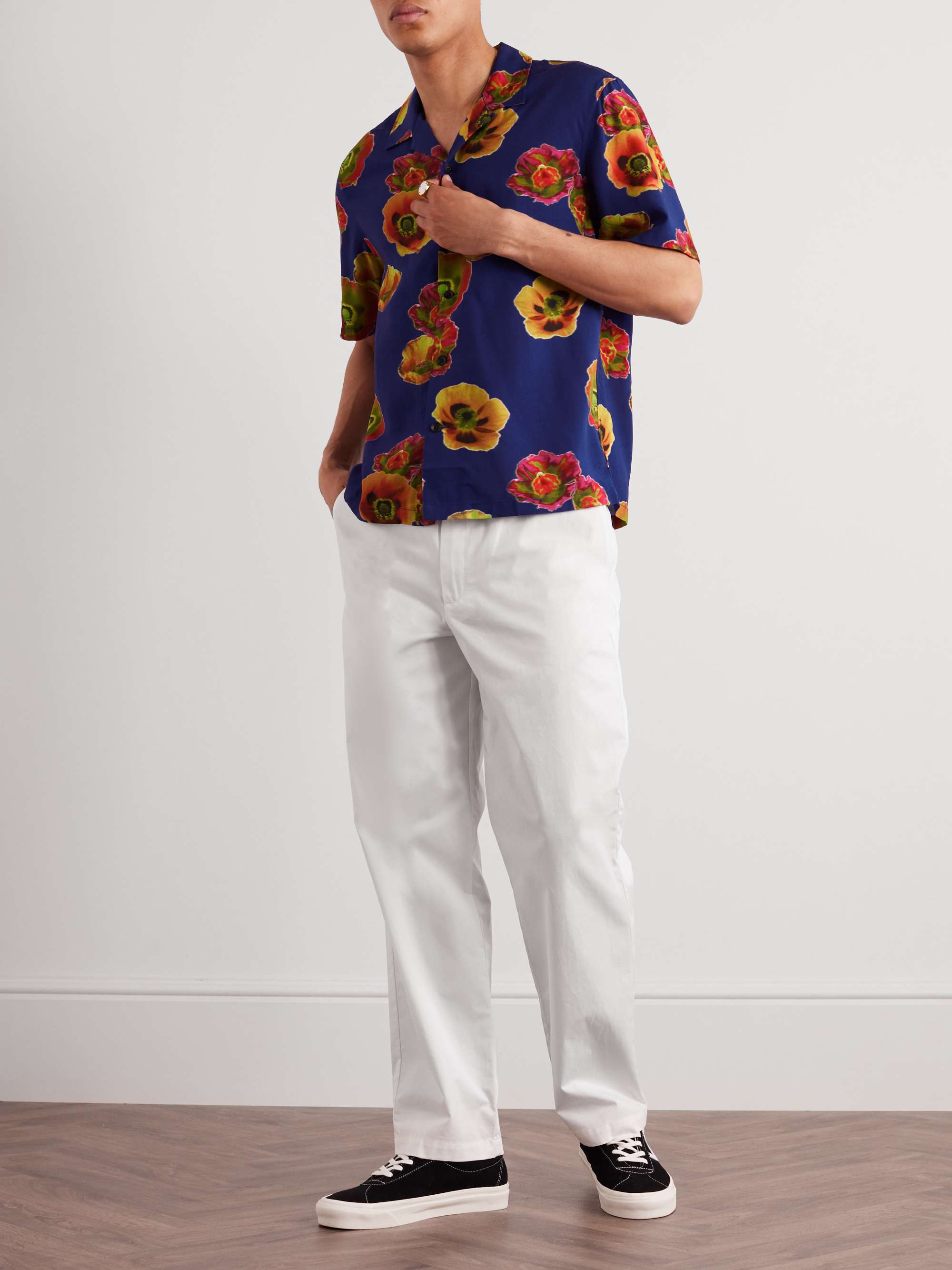 RAG & BONE Avery Convertible-Collar Floral-Print Crepe Shirt for Men ...