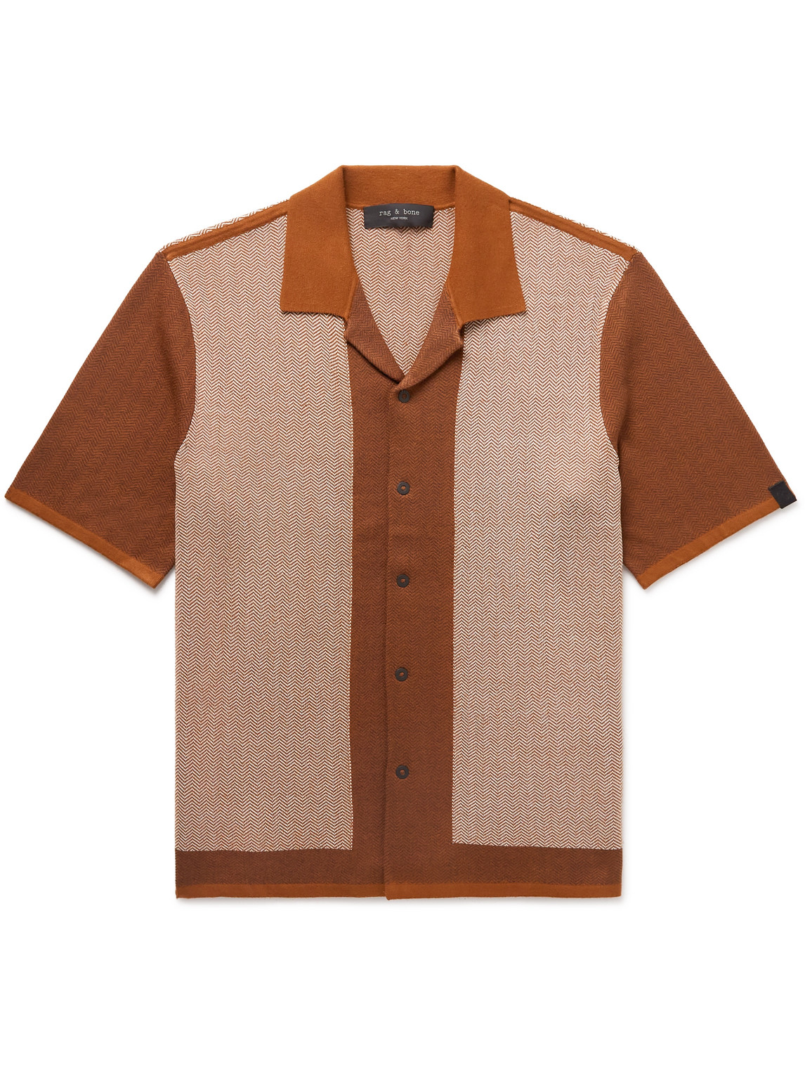 Rag & Bone Avery Camp-collar Herringbone Jacquard-knit Shirt In Burgundy
