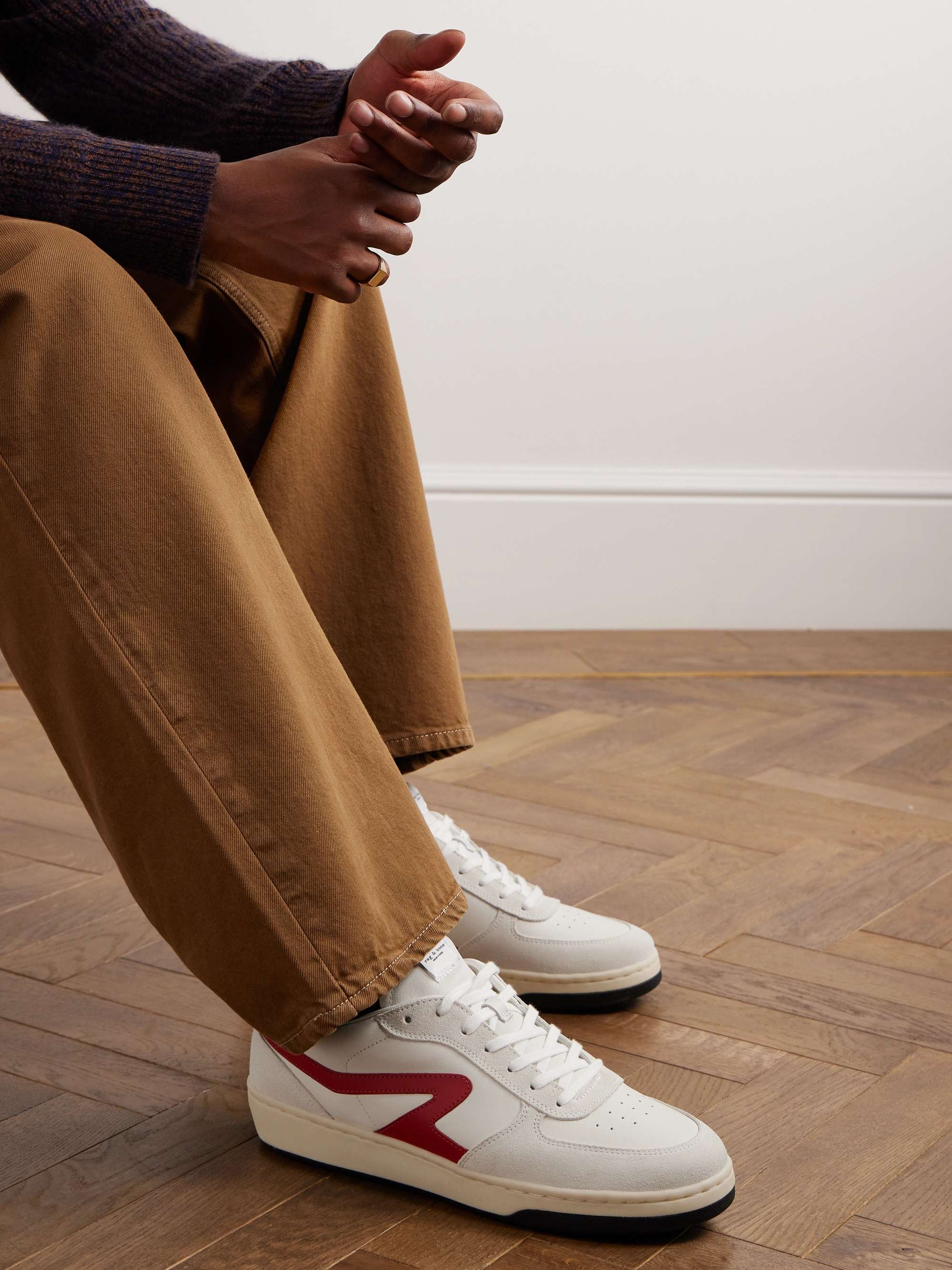 RAG & BONE Retro Court SuedeTrimmed Leather Sneakers for Men MR PORTER