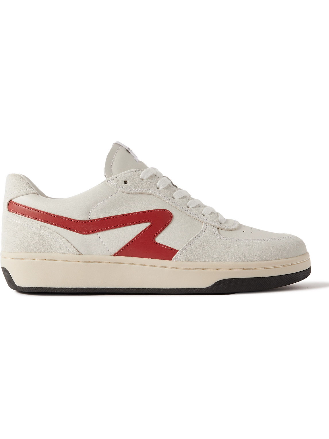 RAG & BONE RETRO COURT SUEDE-TRIMMED LEATHER SNEAKERS