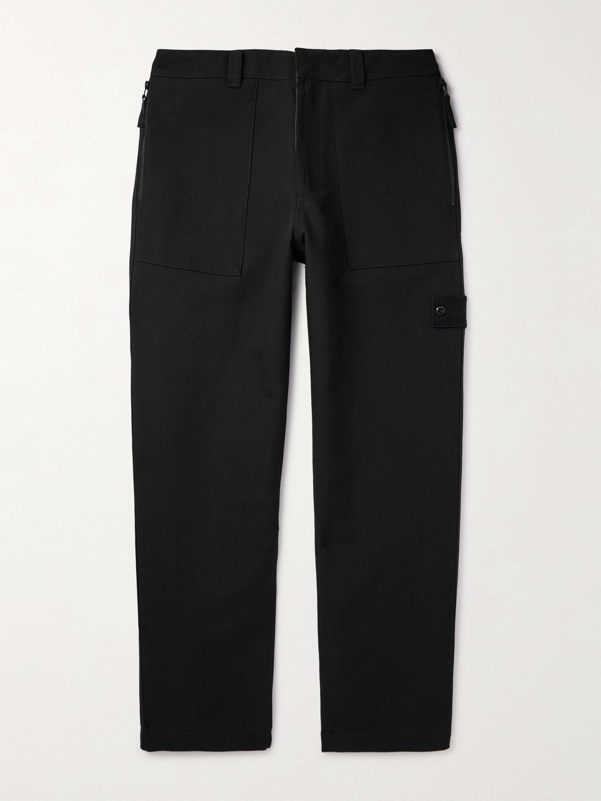 STONE ISLAND Ghost Straight-Leg Cropped Cotton and Wool-Blend Trousers ...