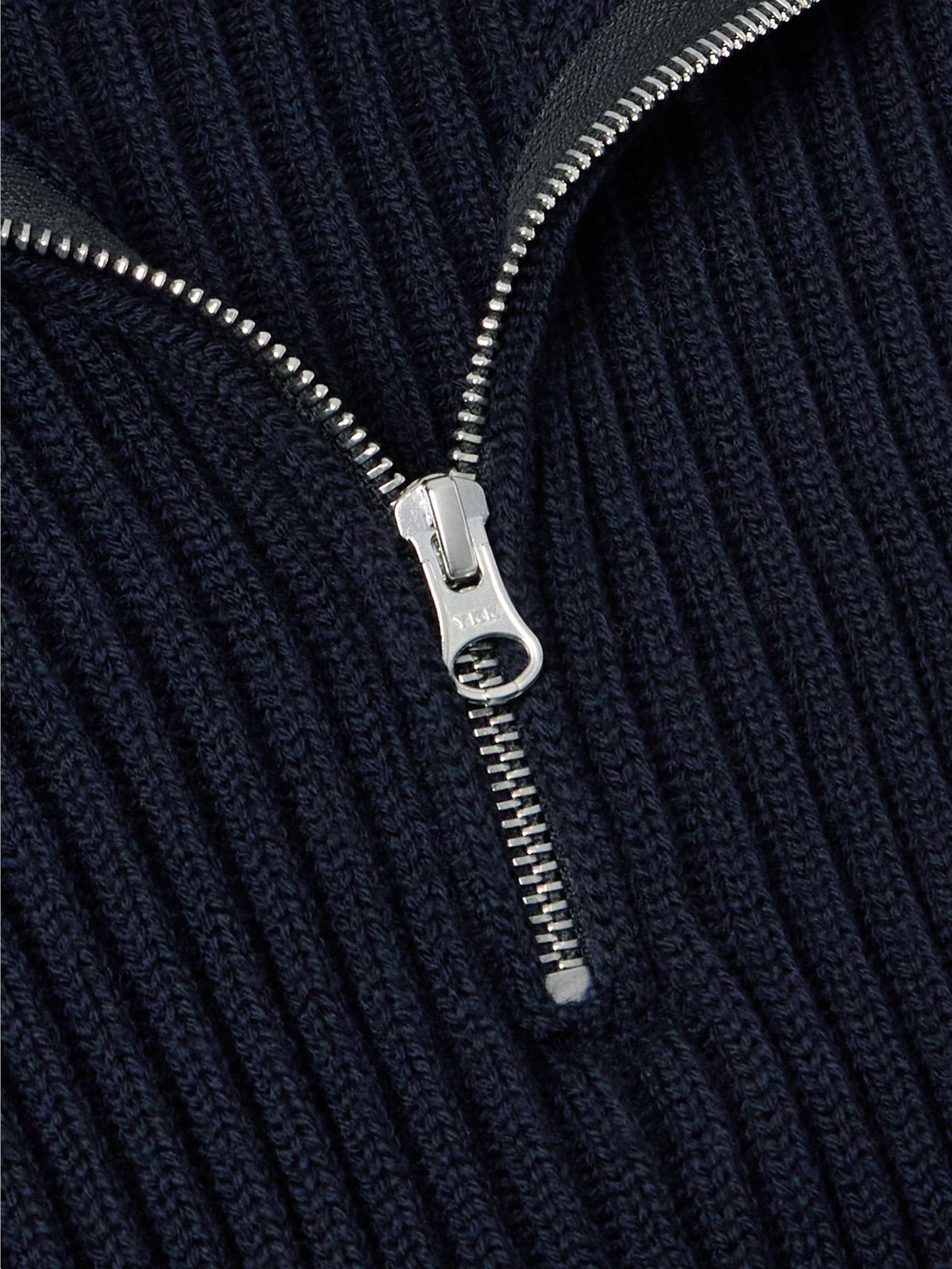 STONE ISLAND Logo-Appliquéd Ribbed Wool Half-Zip Sweater for Men | MR ...