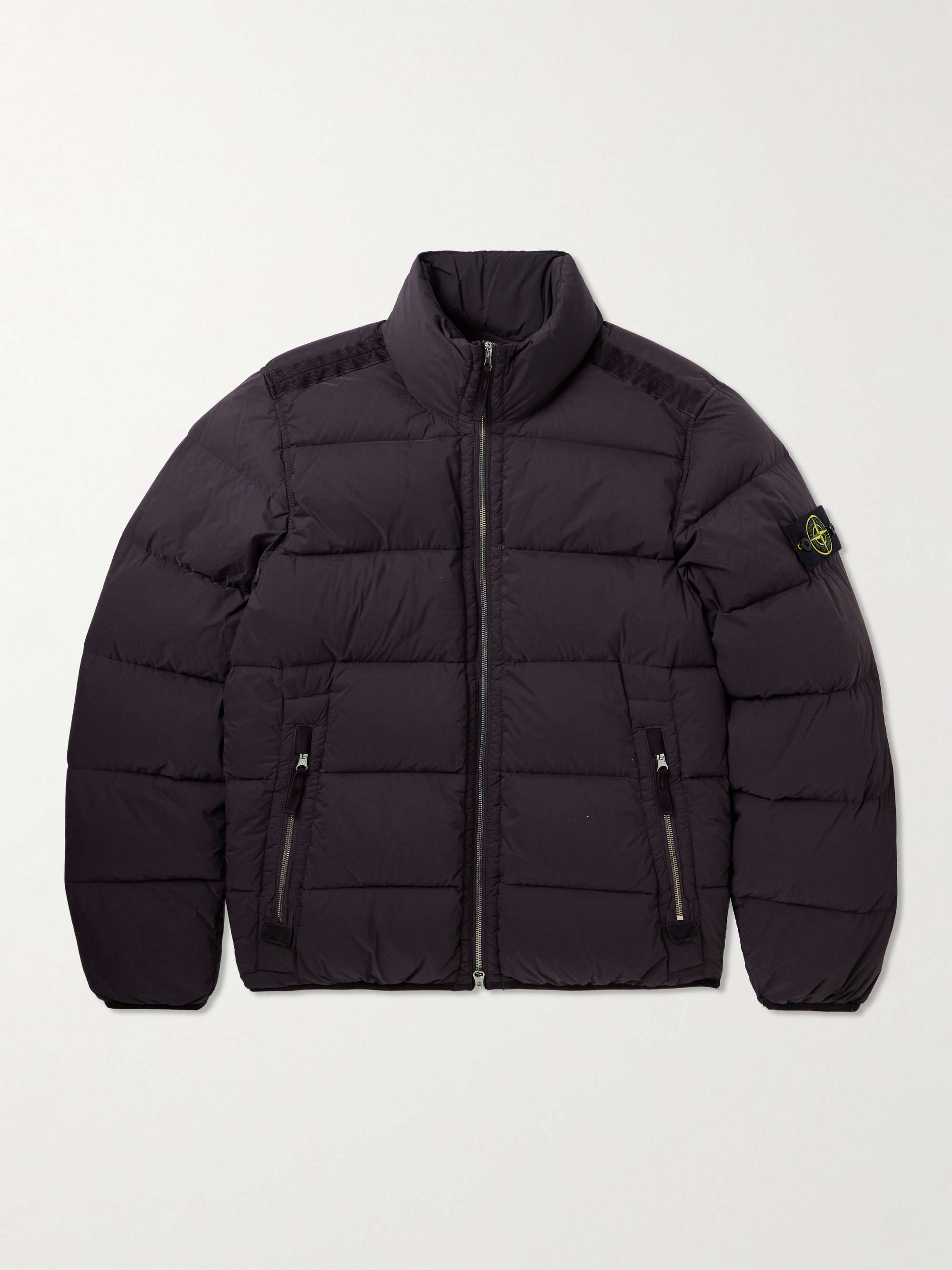 Black Logo-patch packable quilted down jacket, Stone Island