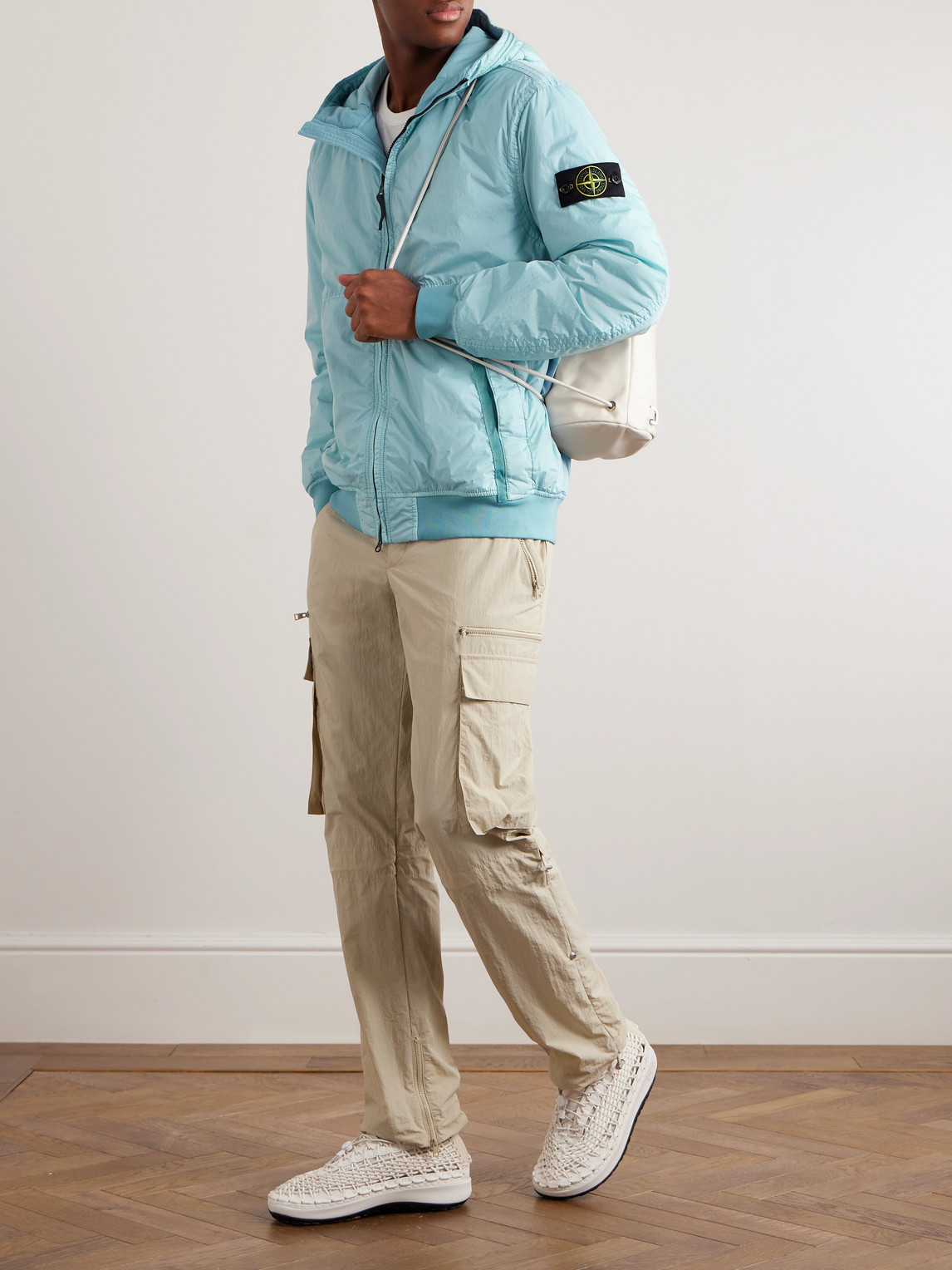 Stone Island Garment-Dyed Padded Crinkled Reps Nylon Hooded Jacket